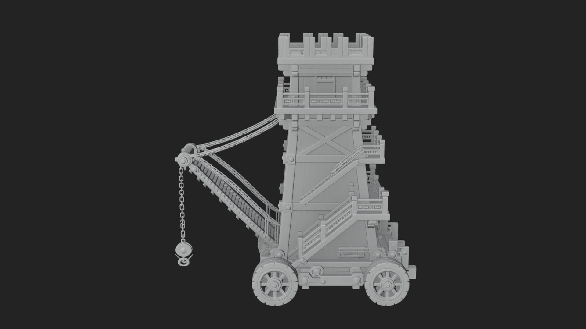 Wheeled Siege Tower Model Design 8 3D Print Model 3D Model
