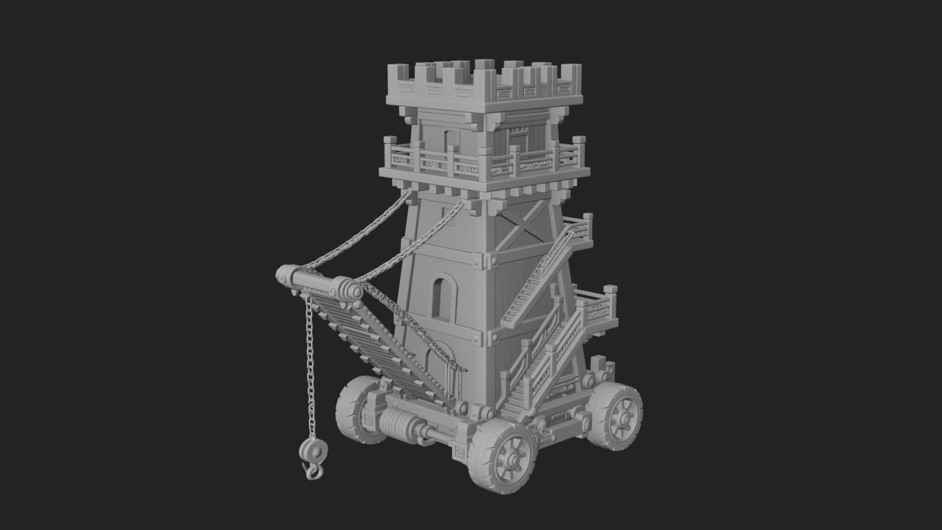 Wheeled Siege Tower Model Design 8 3D Print Model 3D Model