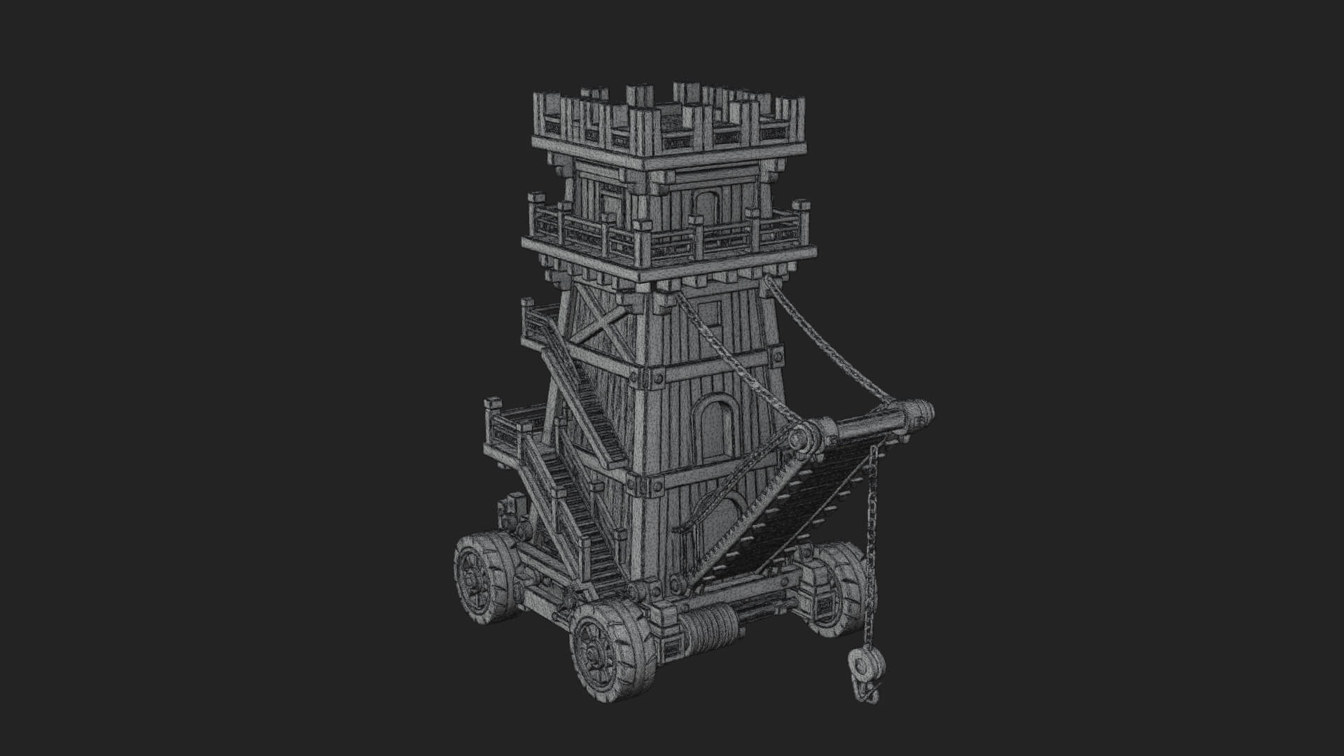 Wheeled Siege Tower Model Design 8 3D Print Model 3D Model