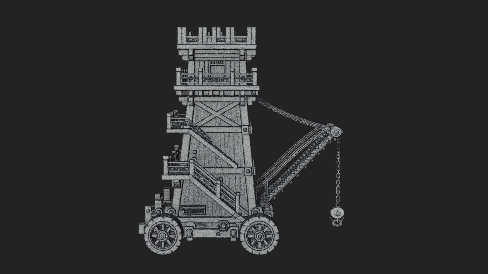 Wheeled Siege Tower Model Design 8 3D Print Model 3D Model