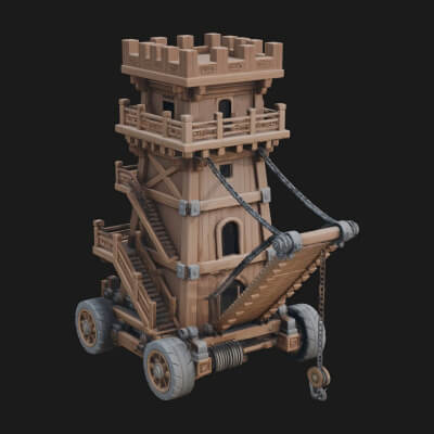 Wheeled Siege Tower Model Design 8 3D Print Model