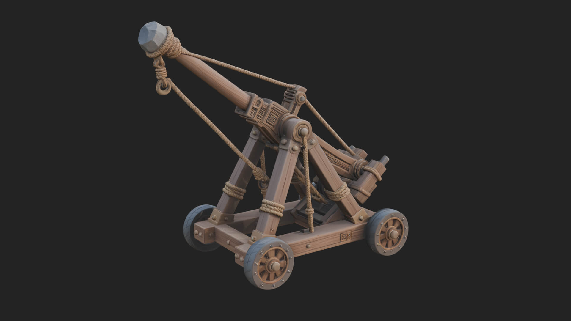 Wheeled Timber Catapult Model Design 1 3D Print Model 3D Model