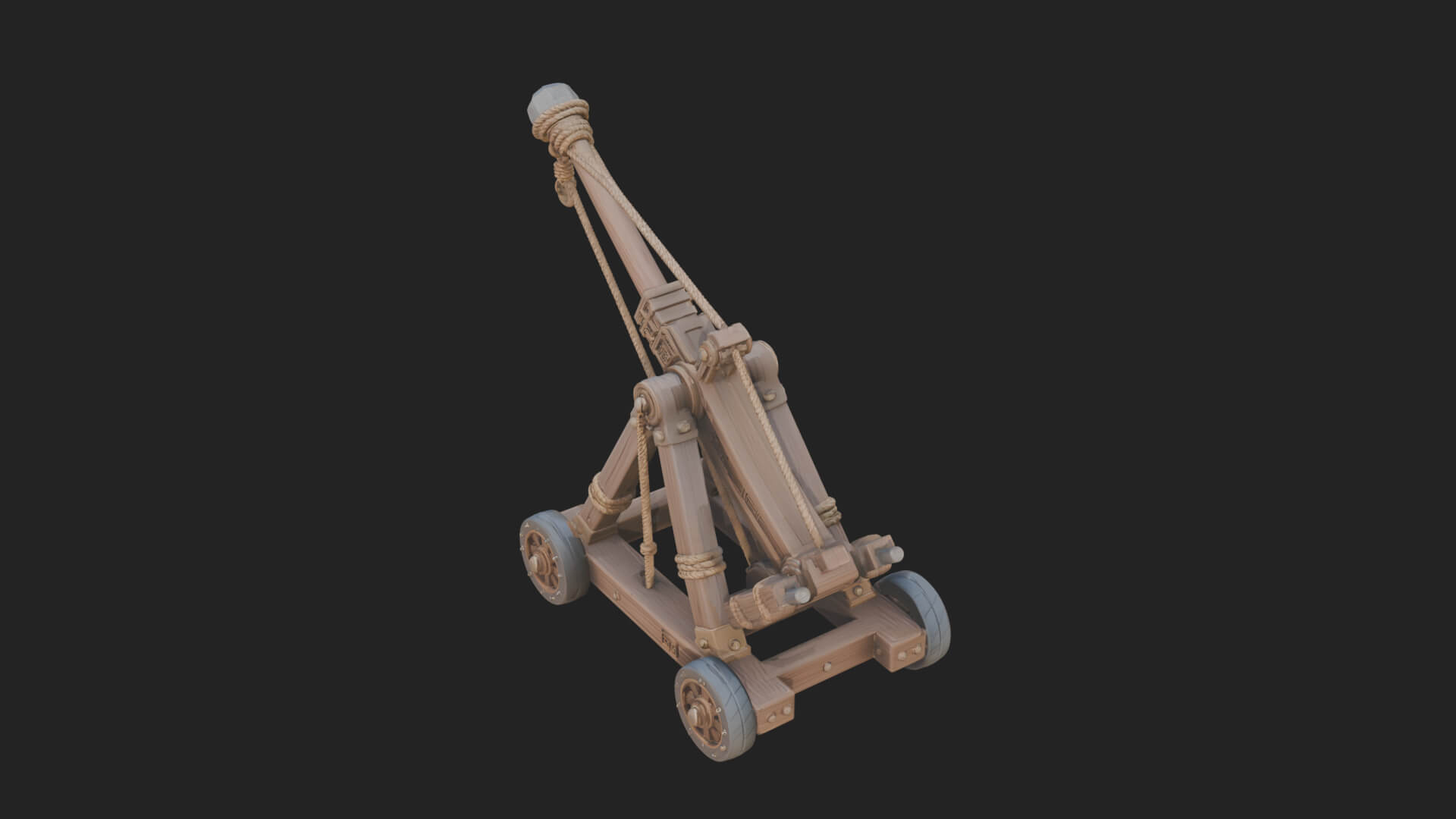 Wheeled Timber Catapult Model Design 1 3D Print Model 3D Model