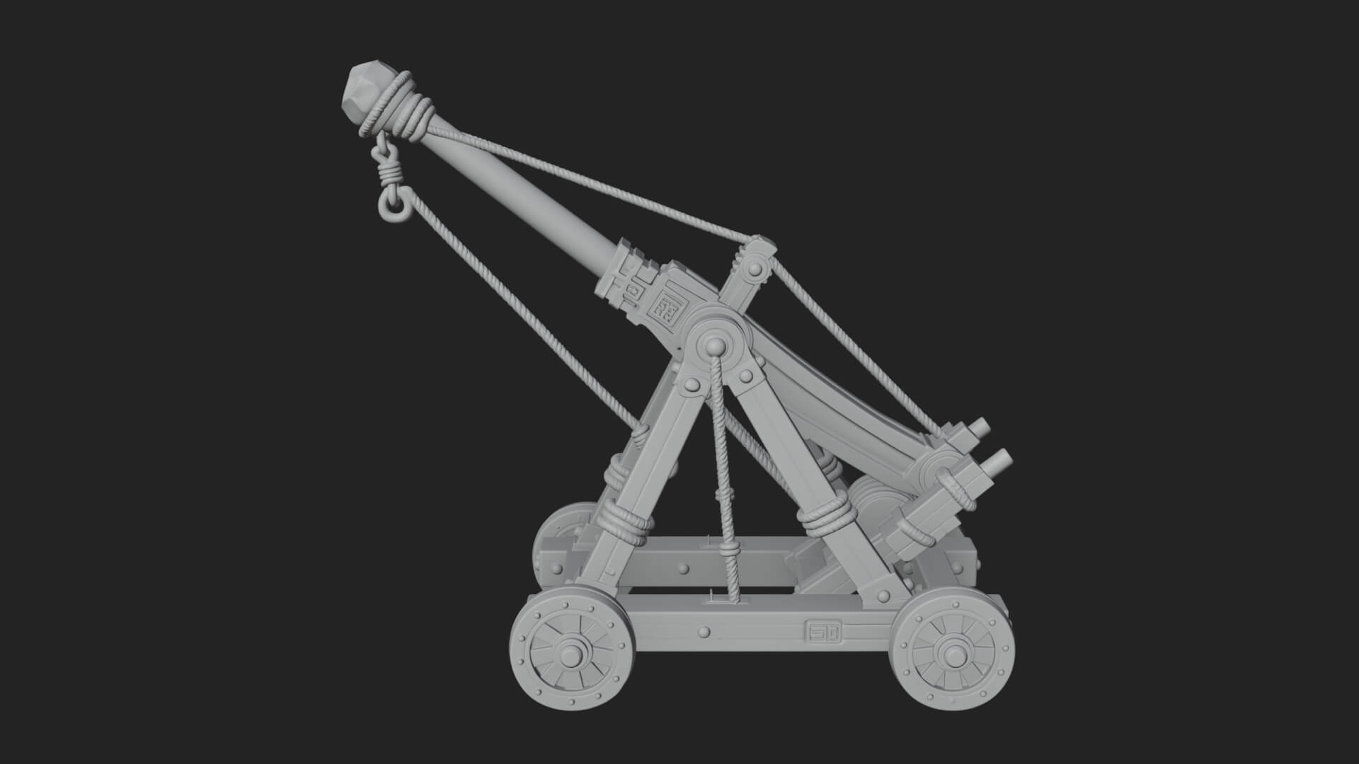 Wheeled Timber Catapult Model Design 1 3D Print Model 3D Model