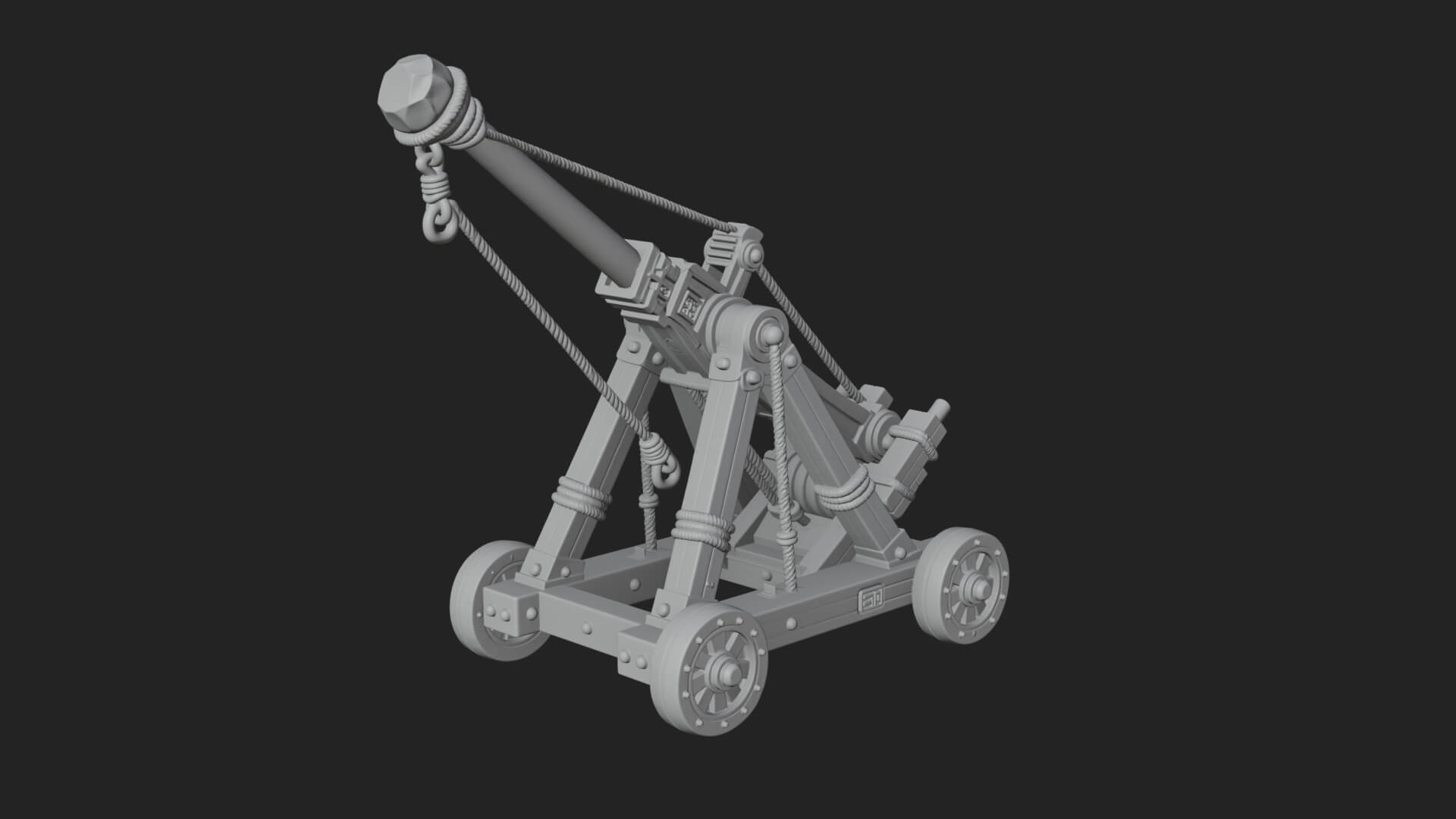 Wheeled Timber Catapult Model Design 1 3D Print Model 3D Model