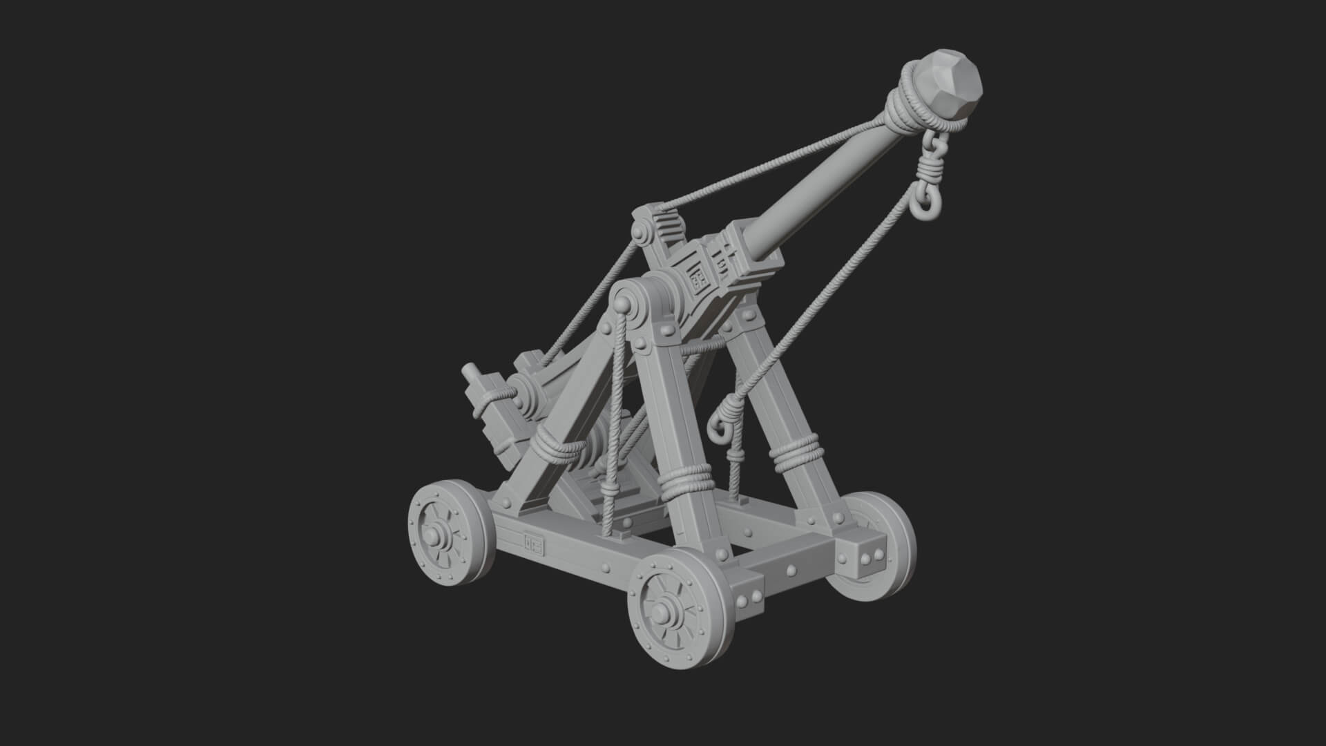Wheeled Timber Catapult Model Design 1 3D Print Model 3D Model