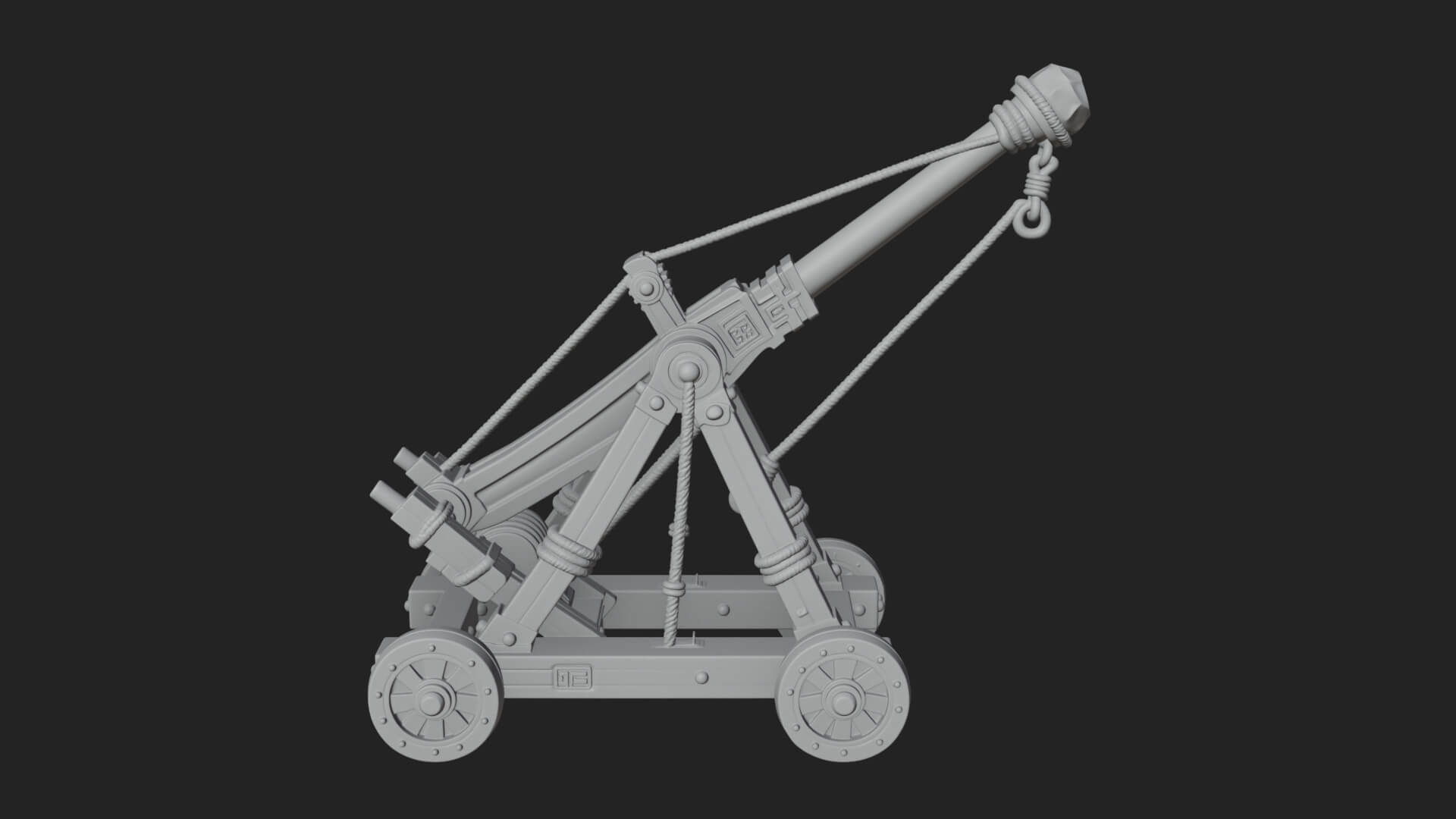 Wheeled Timber Catapult Model Design 1 3D Print Model 3D Model