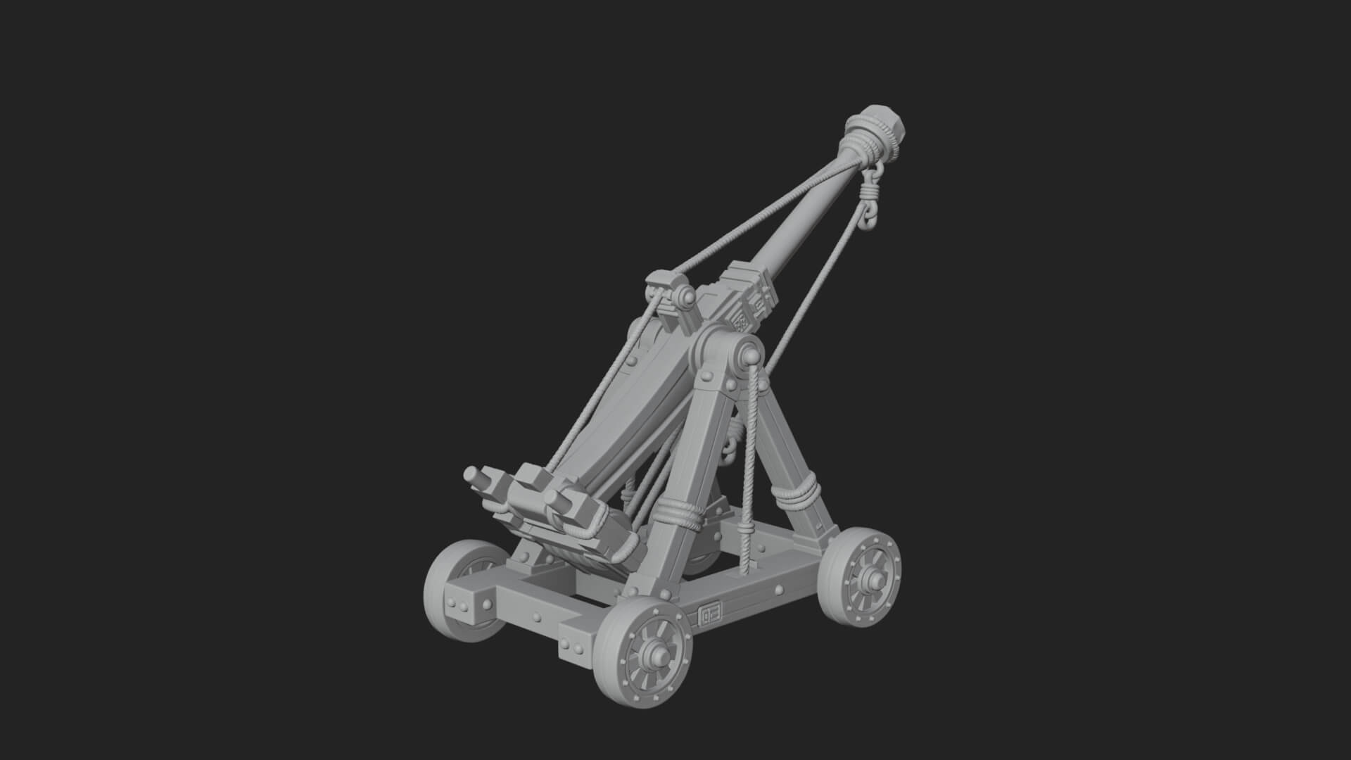 Wheeled Timber Catapult Model Design 1 3D Print Model 3D Model