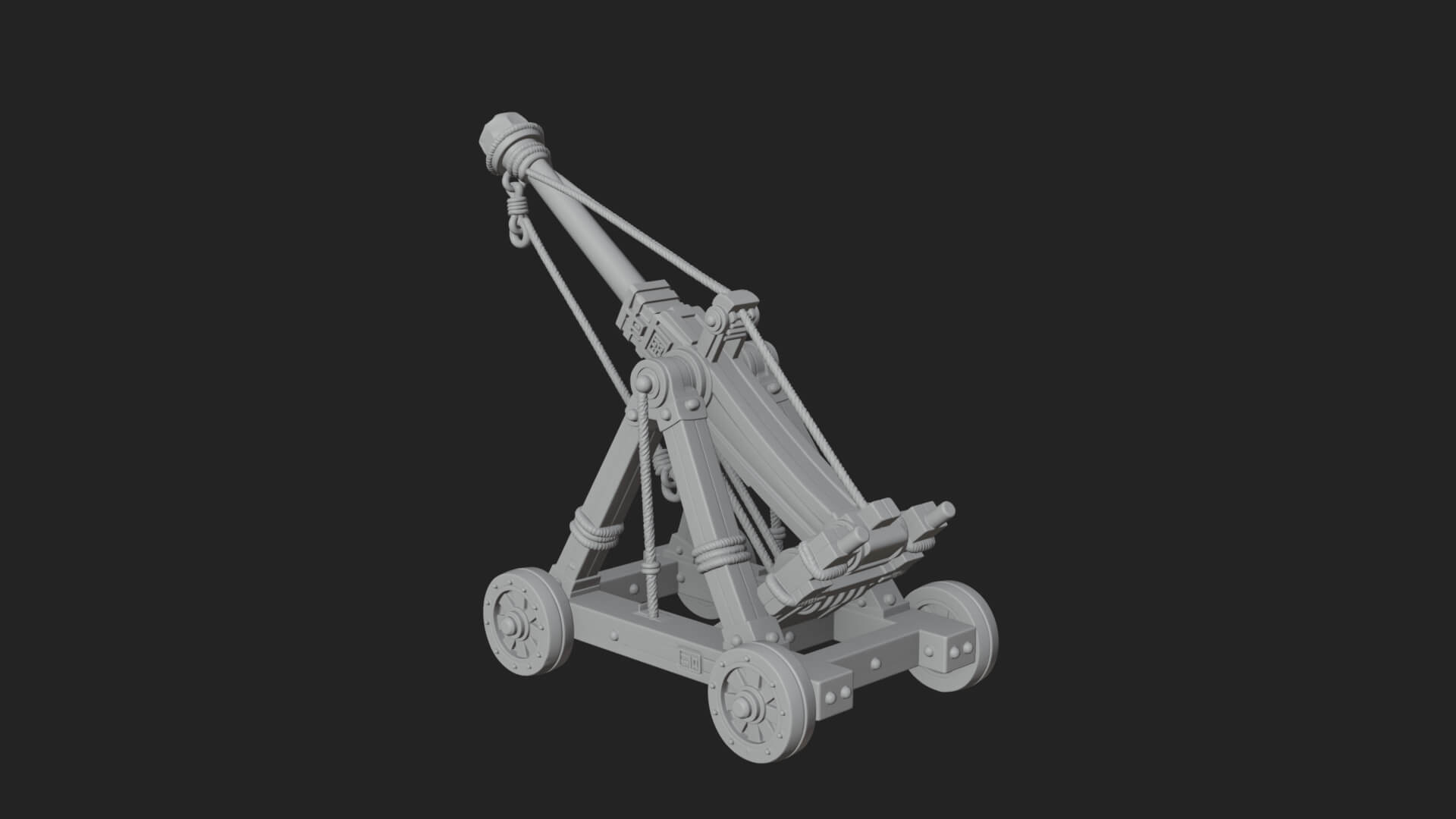 Wheeled Timber Catapult Model Design 1 3D Print Model 3D Model