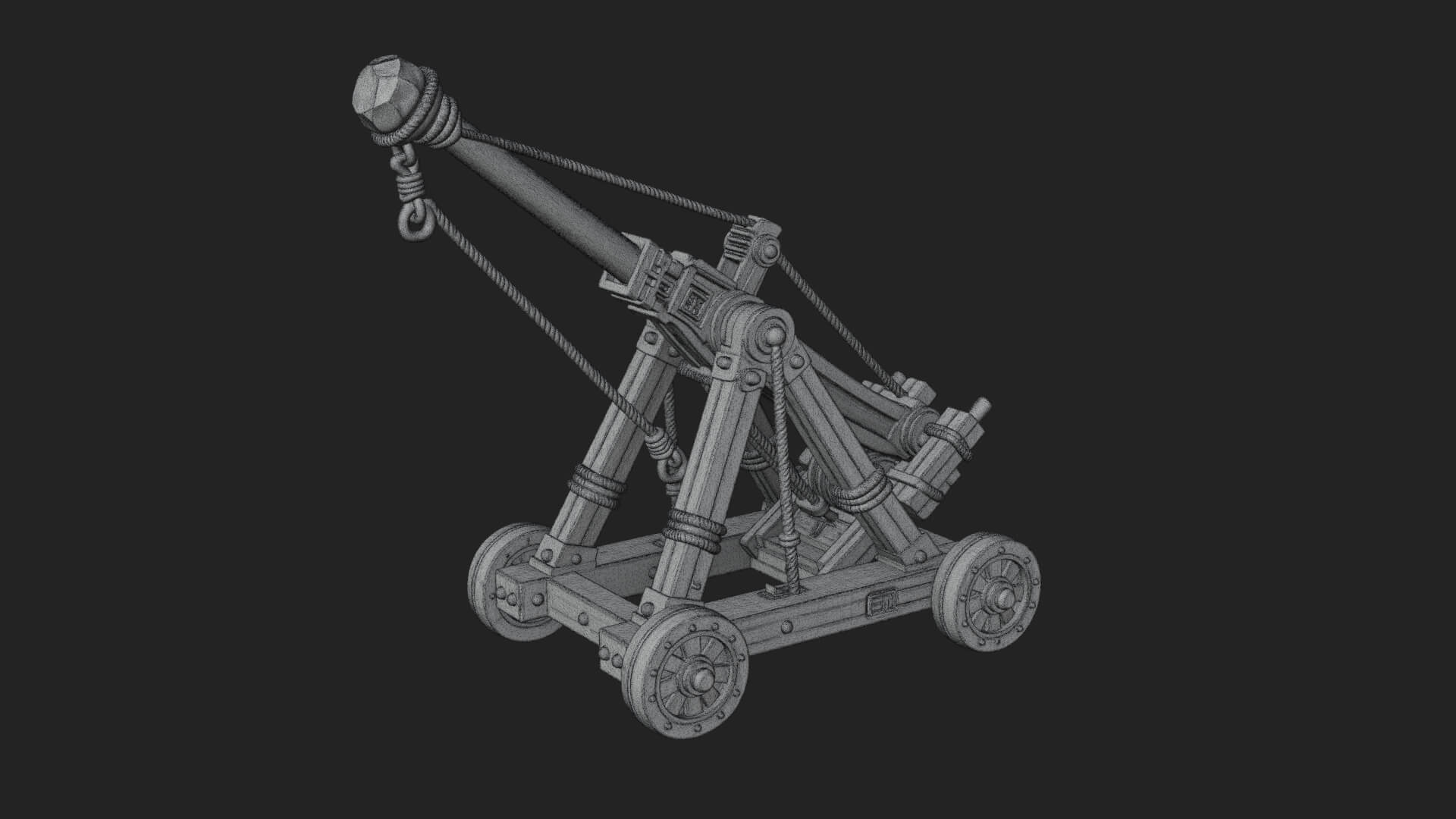 Wheeled Timber Catapult Model Design 1 3D Print Model 3D Model