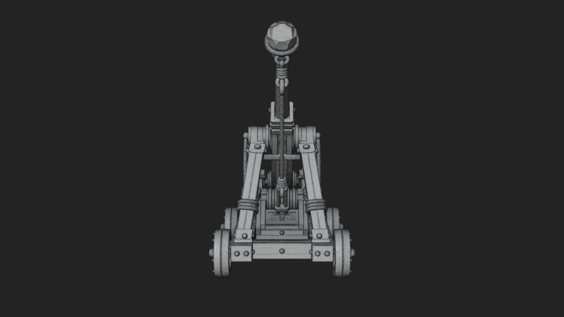 Wheeled Timber Catapult Model Design 1 3D Print Model 3D Model