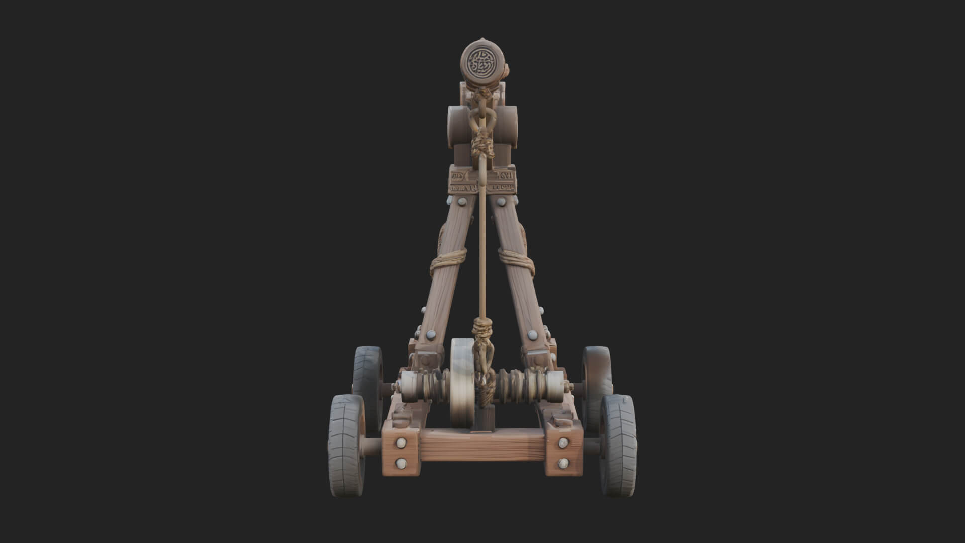 Wheeled Timber Catapult Model Design 2 3D Print Model 3D Model