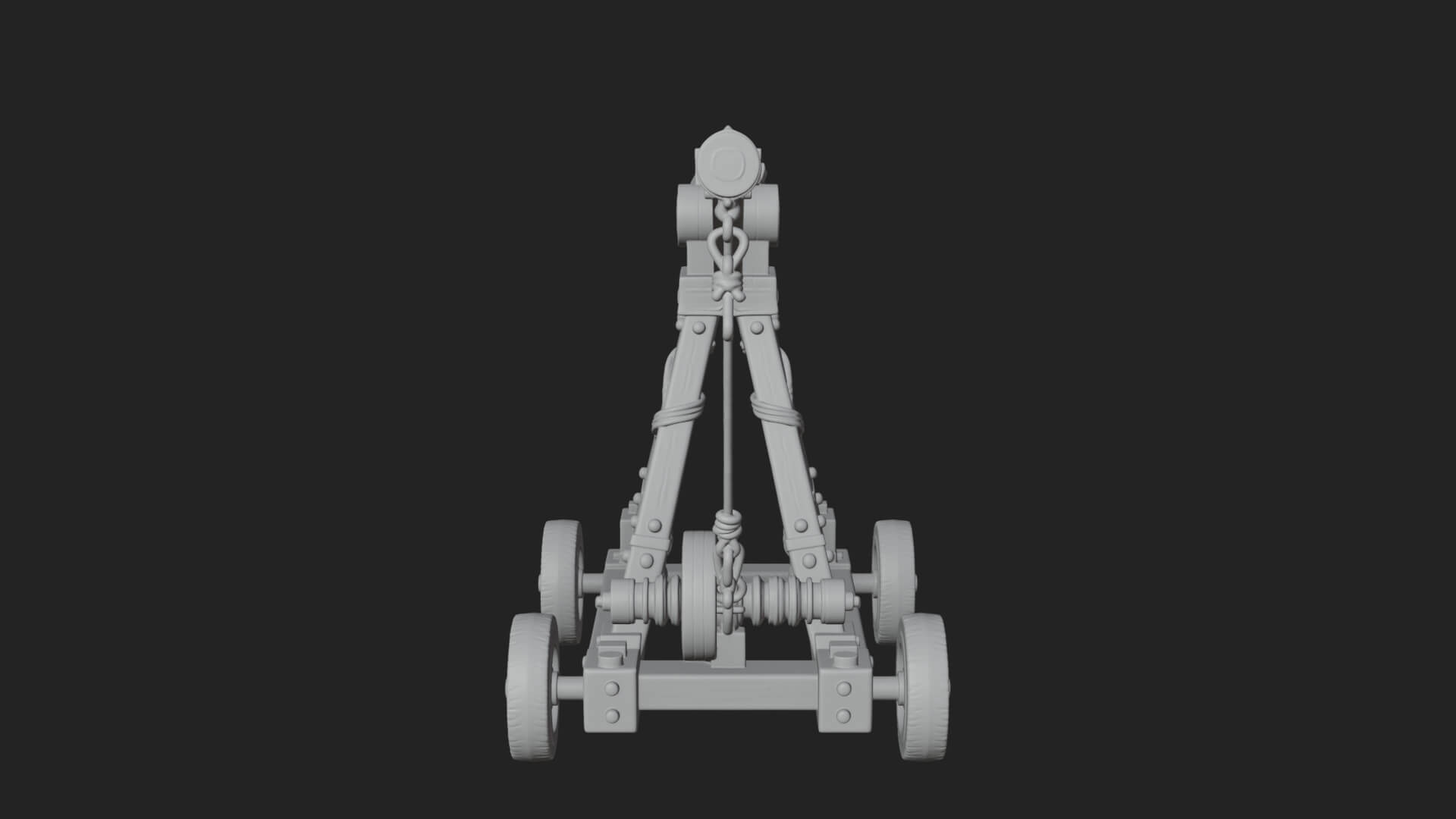 Wheeled Timber Catapult Model Design 2 3D Print Model 3D Model