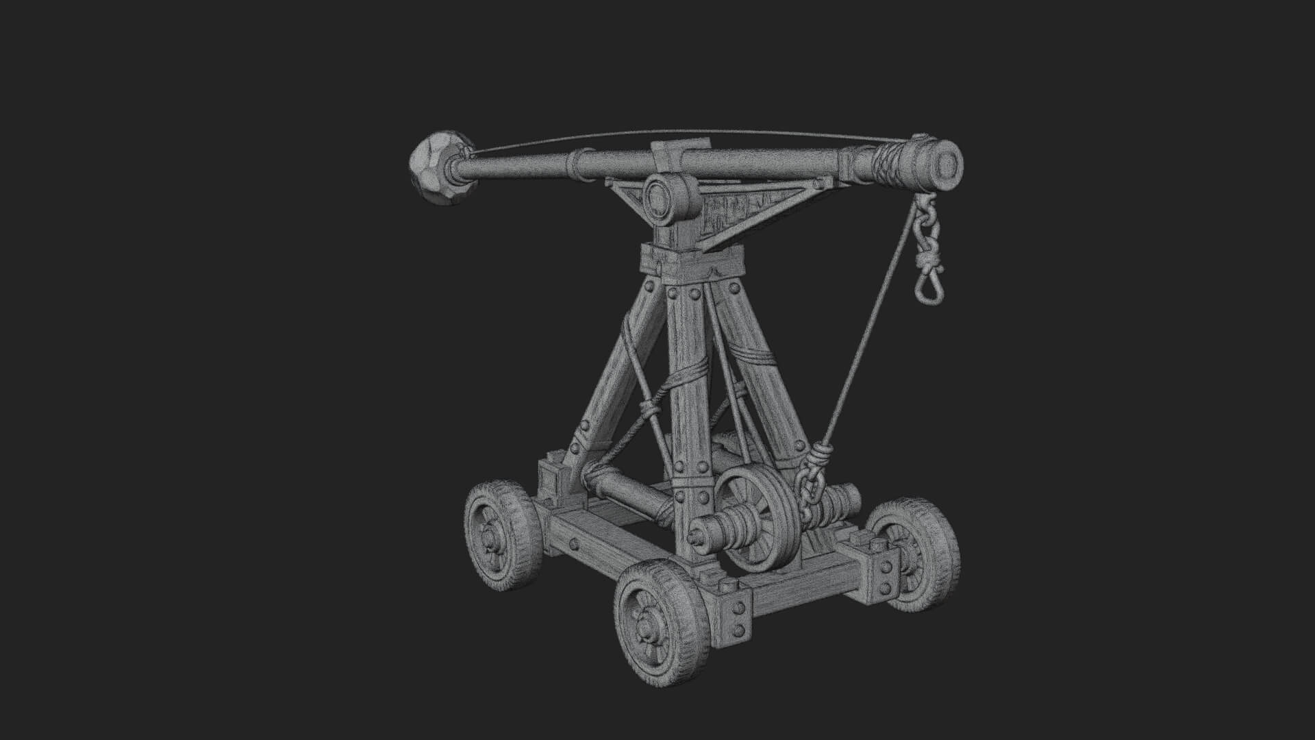 Wheeled Timber Catapult Model Design 2 3D Print Model 3D Model