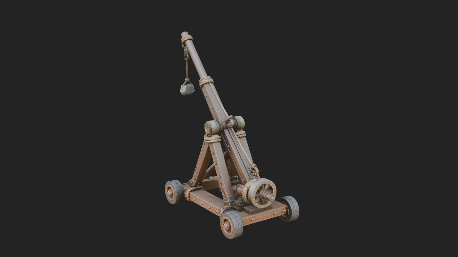 Wheeled Timber Catapult Model Design 3 3D Print Model 3D Model