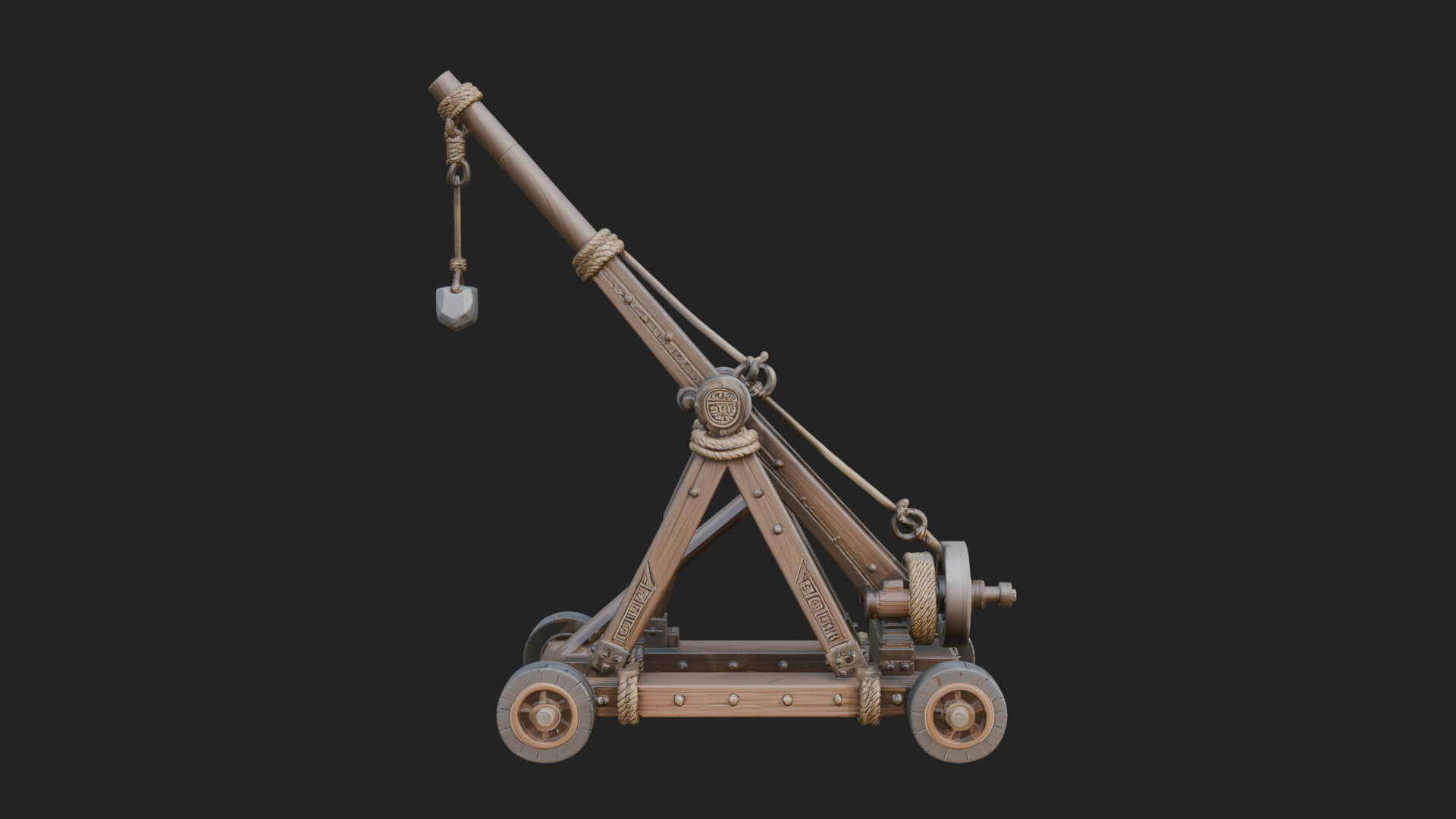 Wheeled Timber Catapult Model Design 3 3D Print Model 3D Model