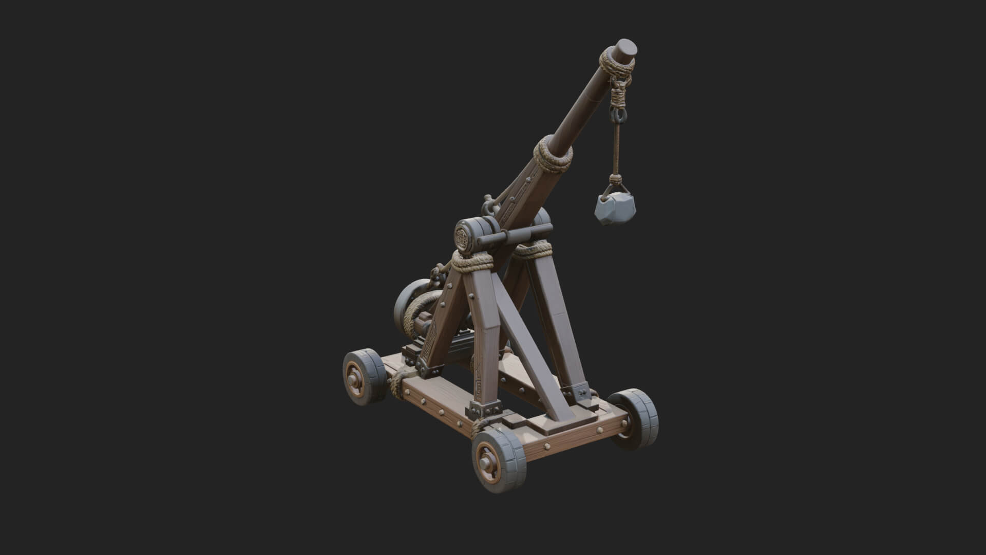 Wheeled Timber Catapult Model Design 3 3D Print Model 3D Model
