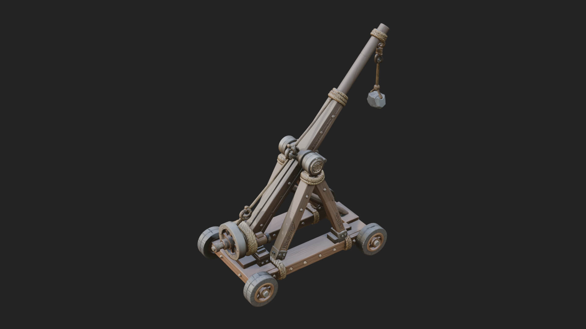 Wheeled Timber Catapult Model Design 3 3D Print Model 3D Model