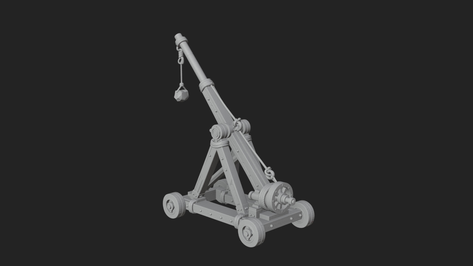Wheeled Timber Catapult Model Design 3 3D Print Model 3D Model