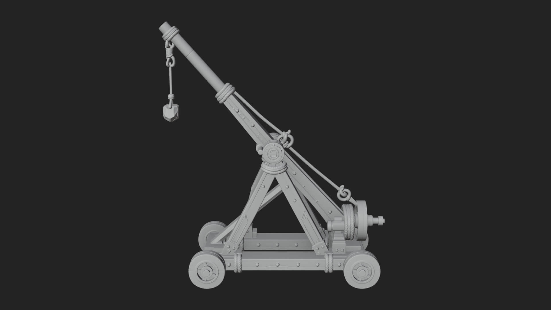 Wheeled Timber Catapult Model Design 3 3D Print Model 3D Model