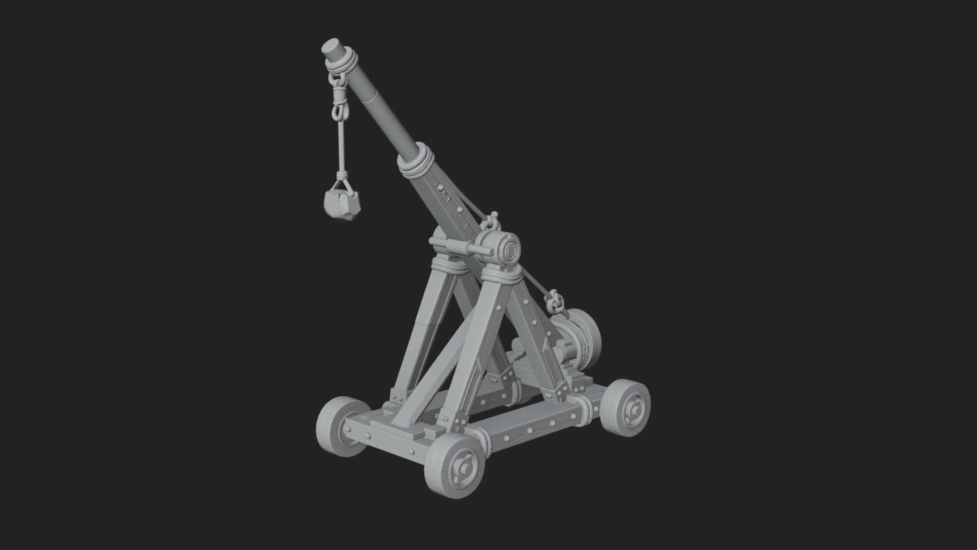 Wheeled Timber Catapult Model Design 3 3D Print Model 3D Model