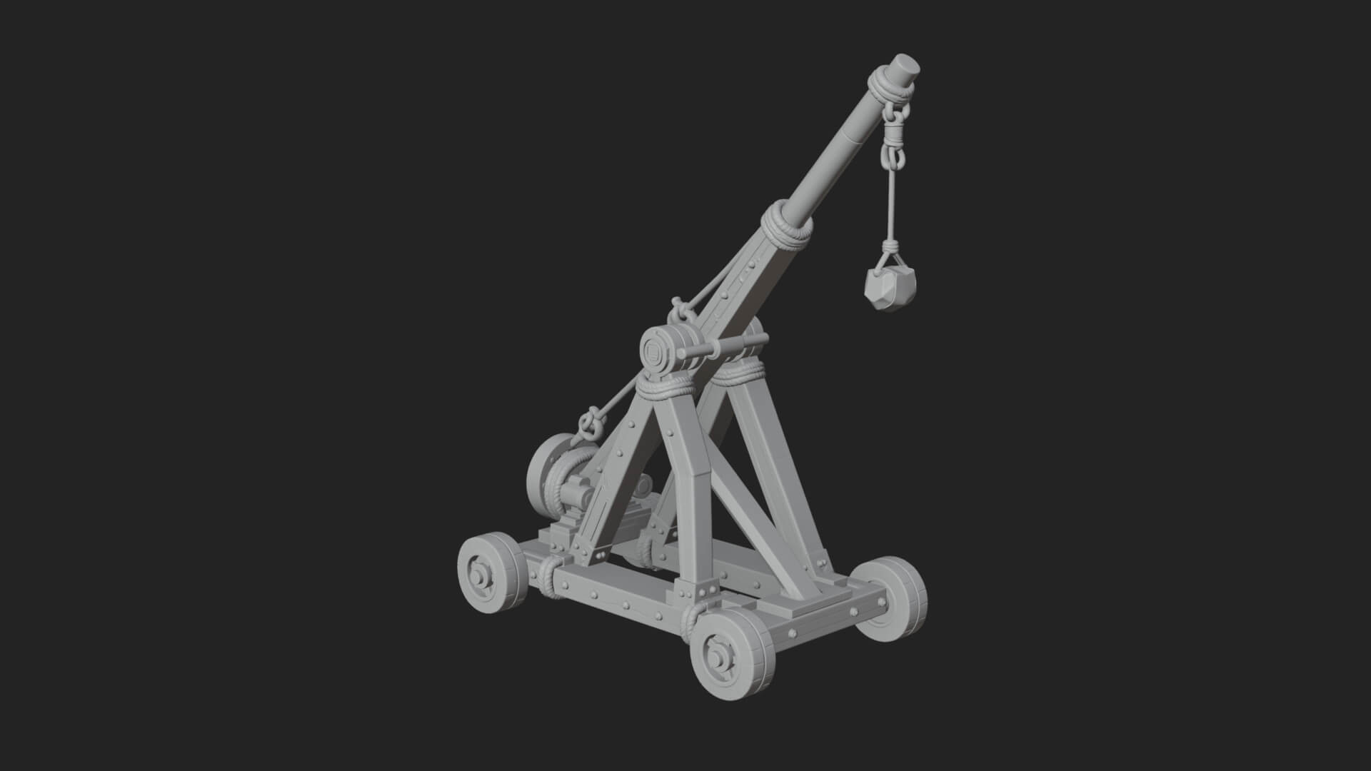 Wheeled Timber Catapult Model Design 3 3D Print Model 3D Model
