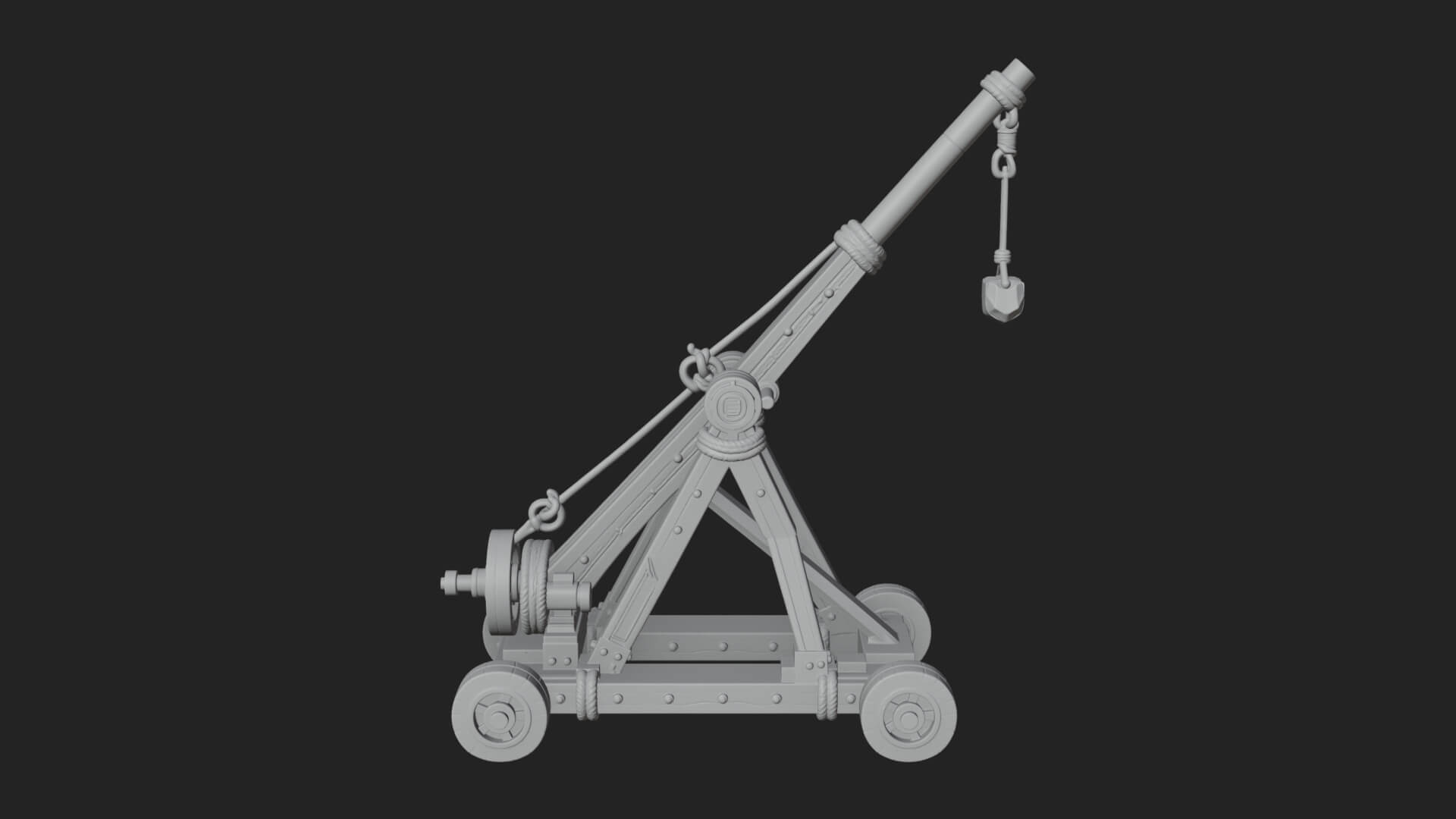 Wheeled Timber Catapult Model Design 3 3D Print Model 3D Model