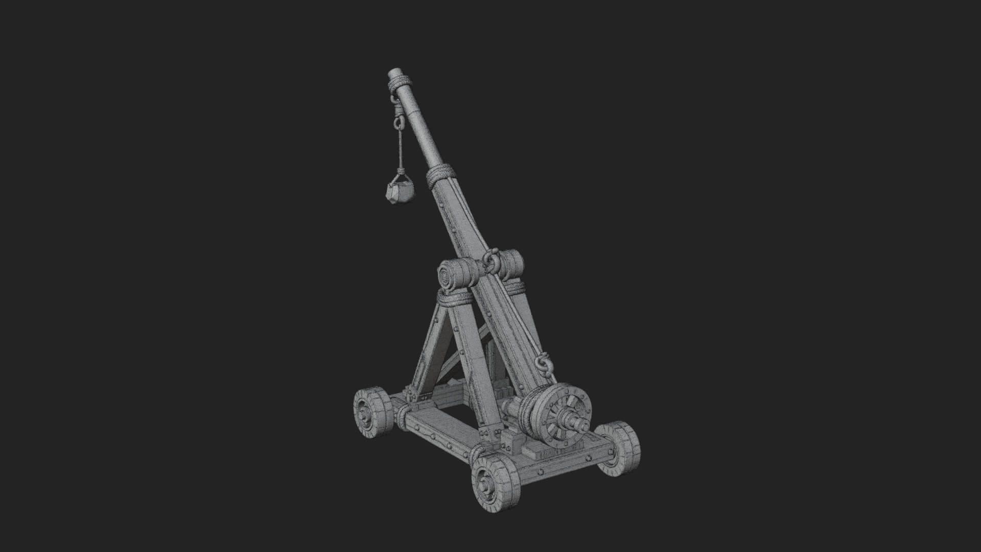 Wheeled Timber Catapult Model Design 3 3D Print Model 3D Model