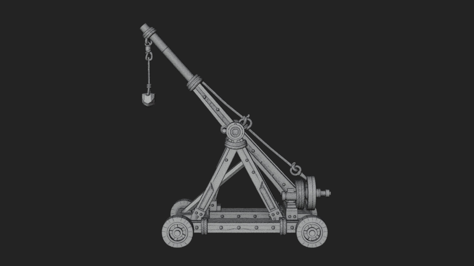 Wheeled Timber Catapult Model Design 3 3D Print Model 3D Model