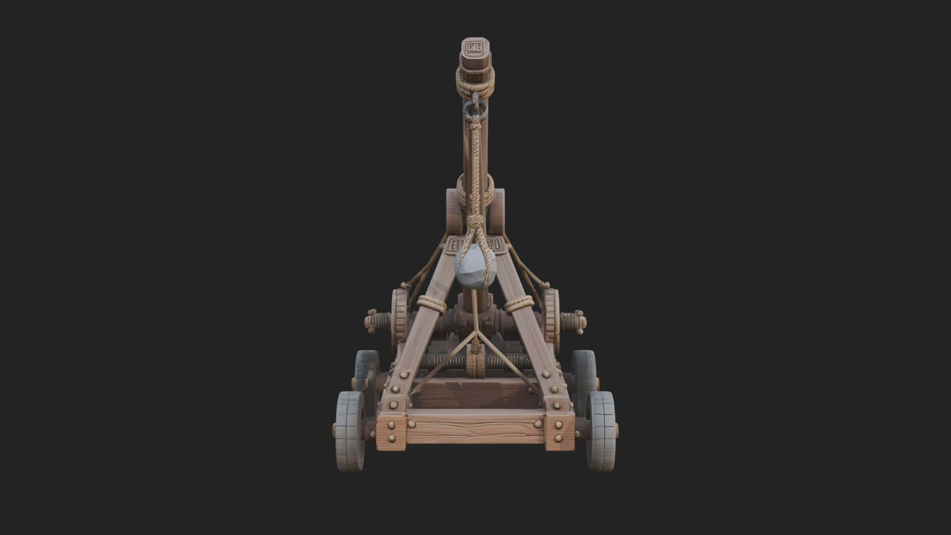 Wheeled Timber Catapult Model Design 4 3D Print Model 3D Model