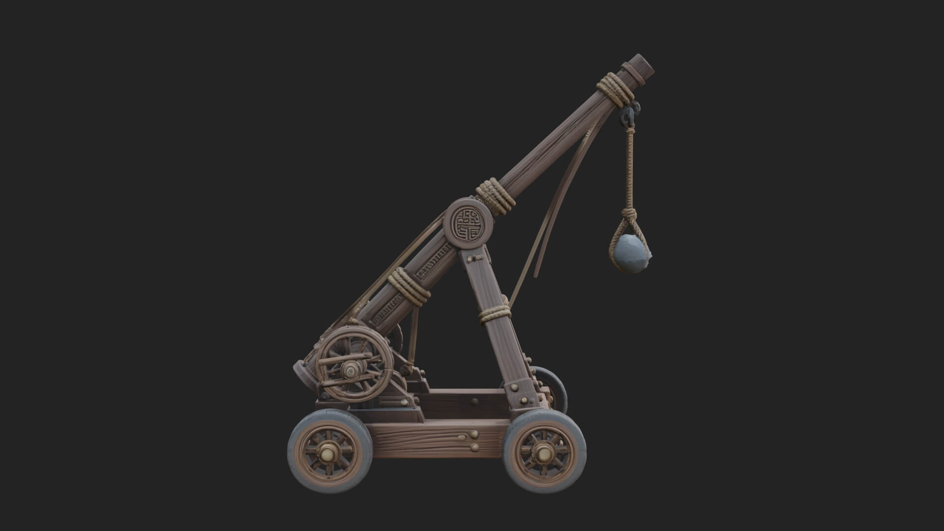 Wheeled Timber Catapult Model Design 4 3D Print Model 3D Model