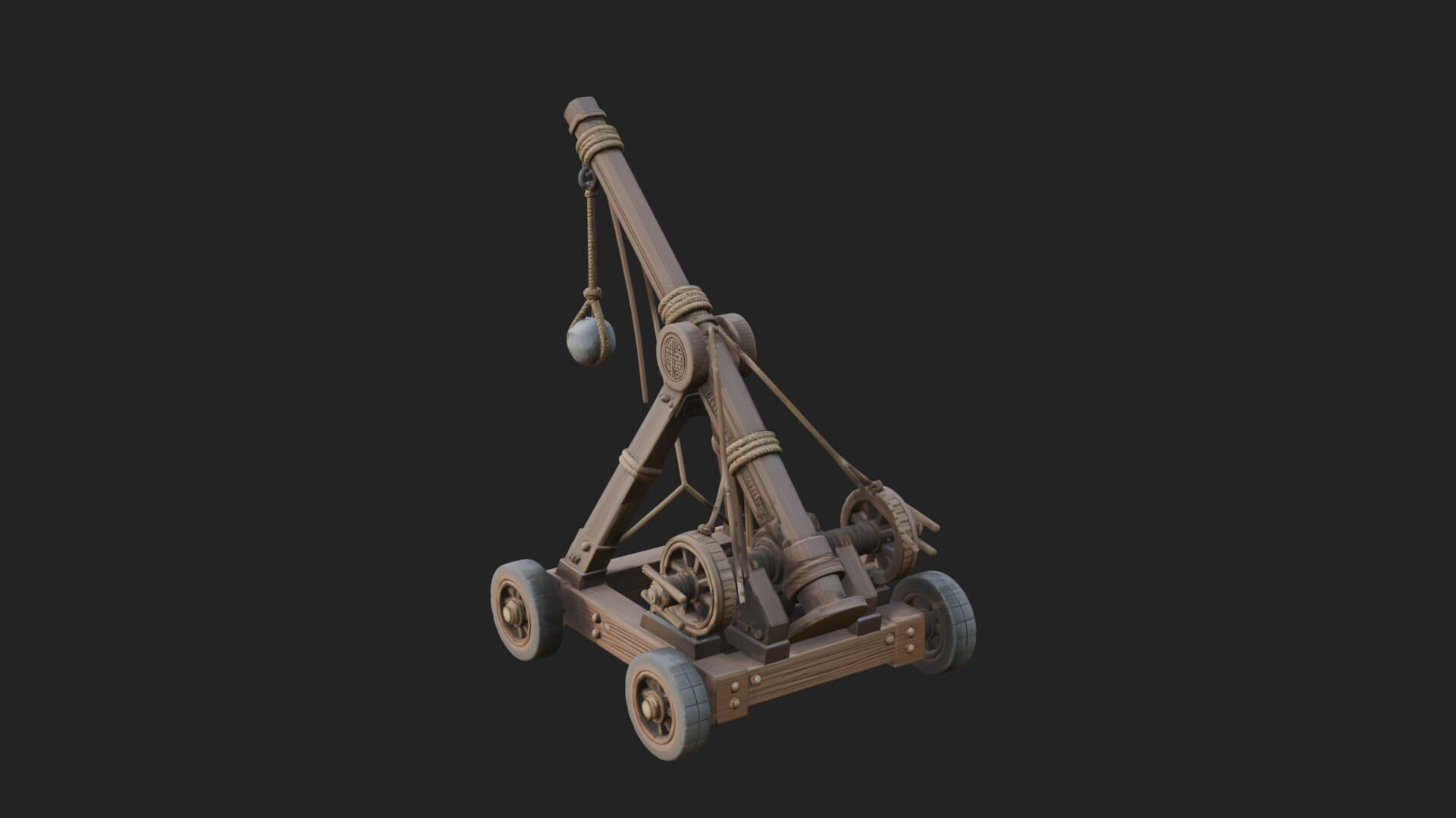 Wheeled Timber Catapult Model Design 4 3D Print Model 3D Model