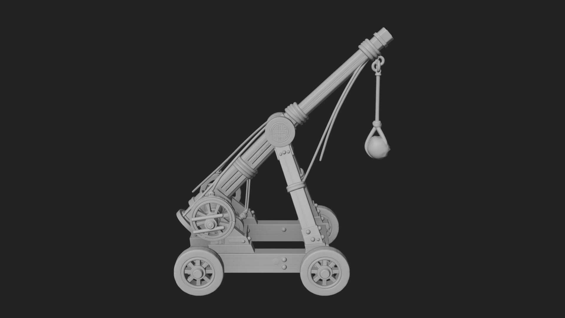 Wheeled Timber Catapult Model Design 4 3D Print Model 3D Model