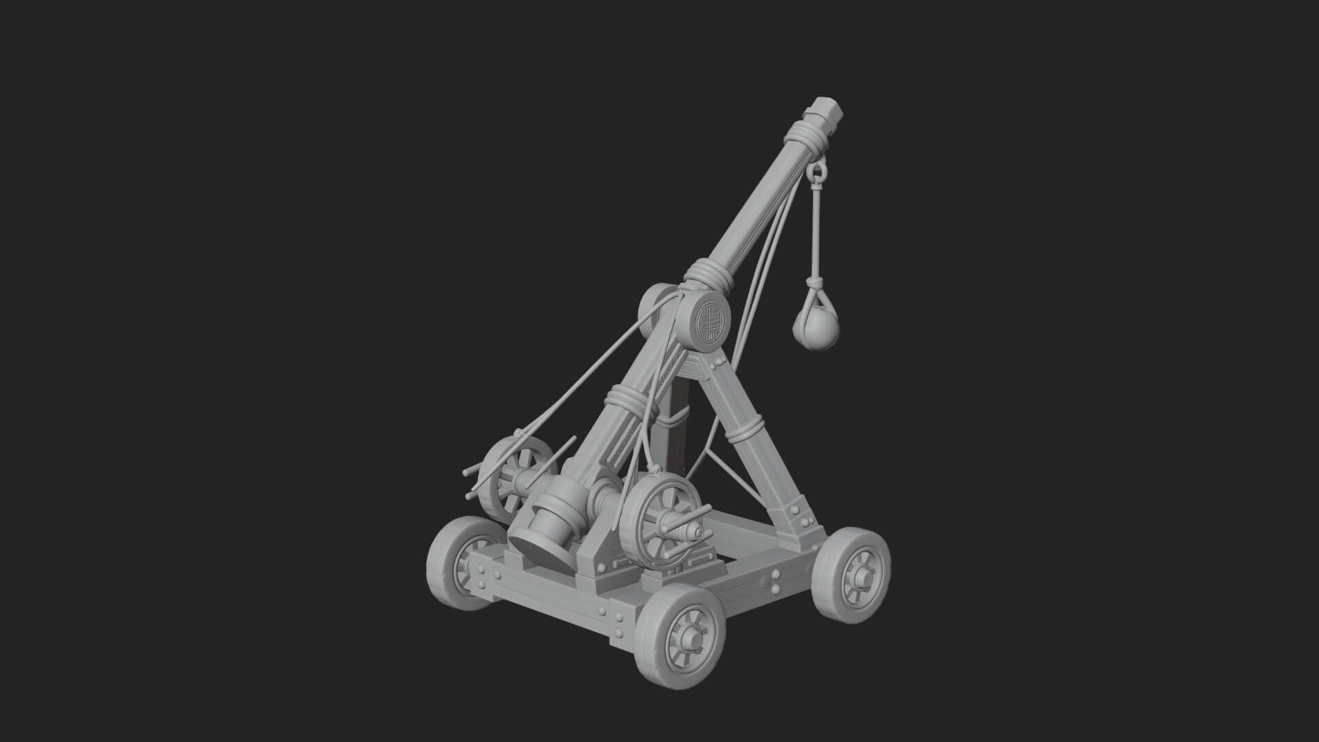 Wheeled Timber Catapult Model Design 4 3D Print Model 3D Model