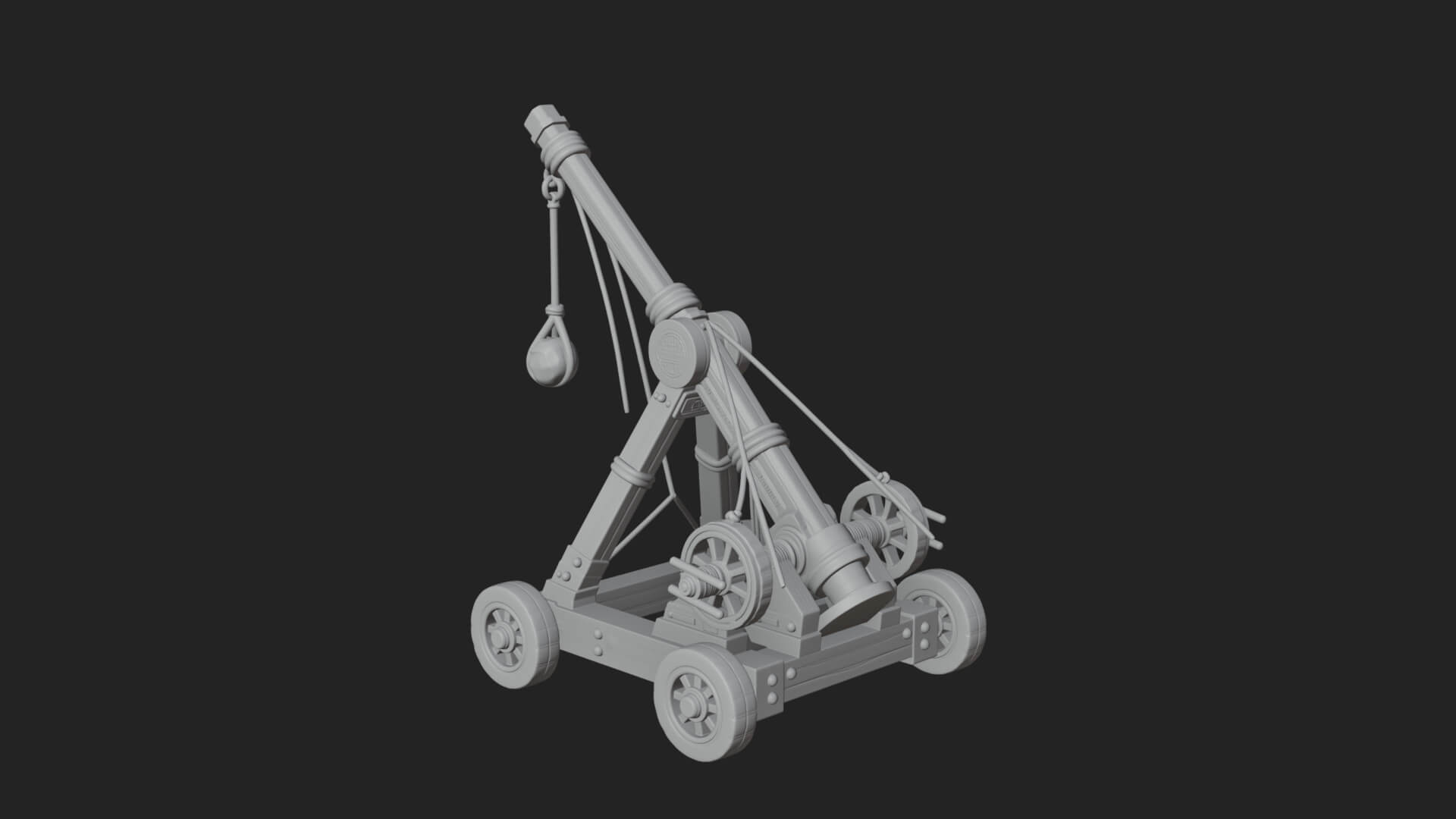 Wheeled Timber Catapult Model Design 4 3D Print Model 3D Model