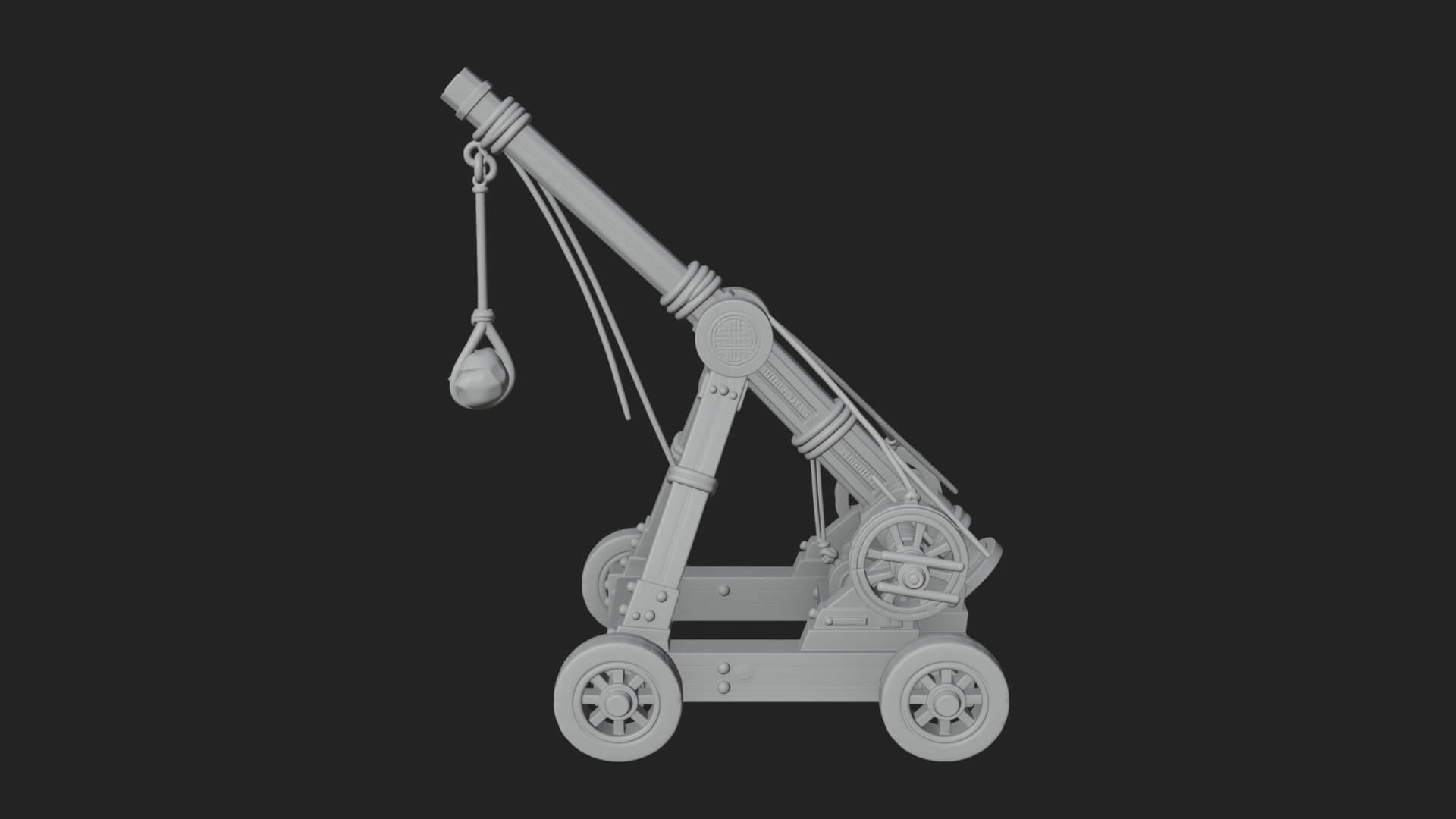 Wheeled Timber Catapult Model Design 4 3D Print Model 3D Model