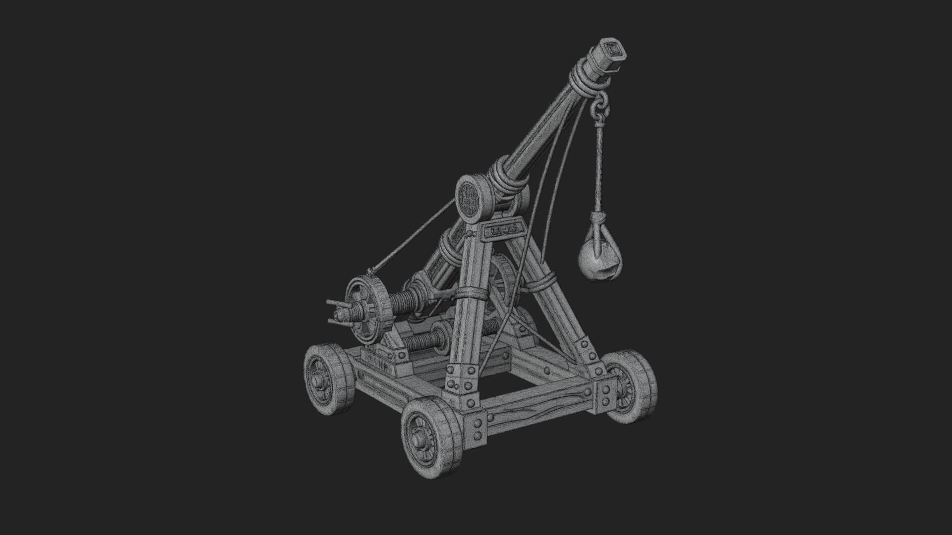 Wheeled Timber Catapult Model Design 4 3D Print Model 3D Model