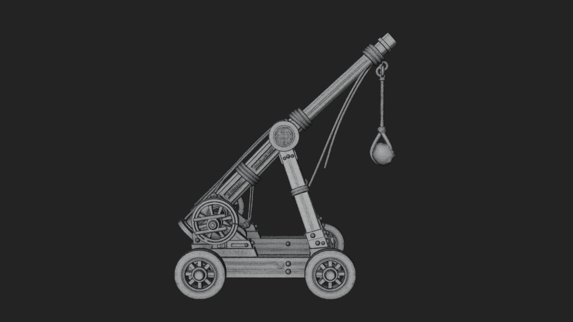 Wheeled Timber Catapult Model Design 4 3D Print Model 3D Model