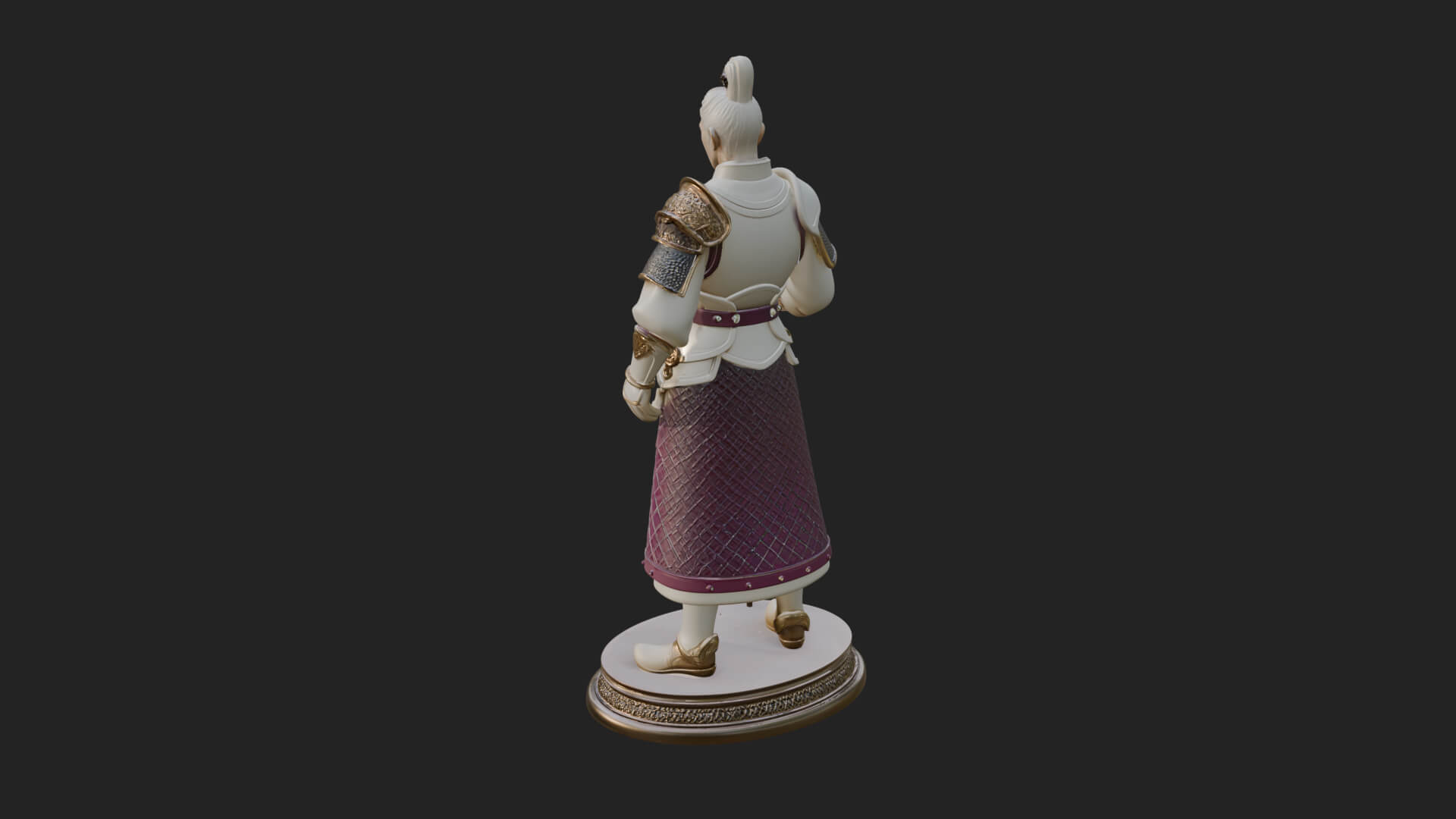 White Armor Swordswoman Statue Design 1 3D Print Model 3D Model