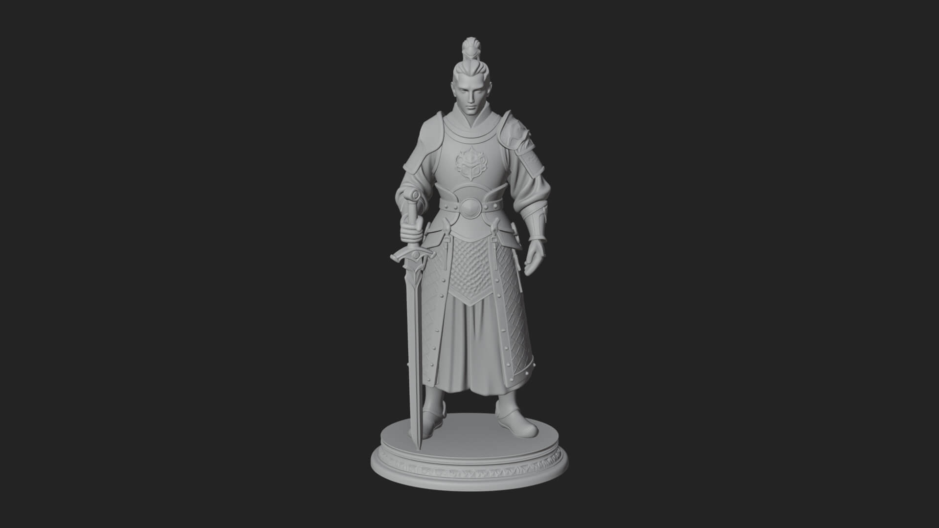 White Armor Swordswoman Statue Design 1 3D Print Model 3D Model