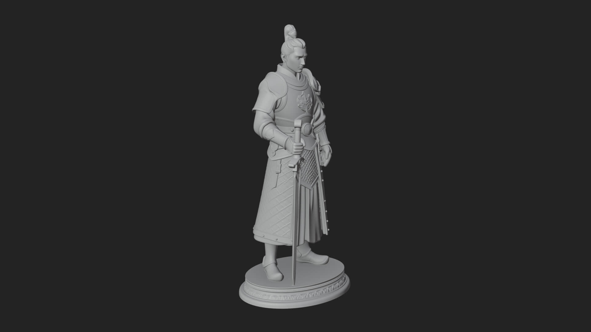 White Armor Swordswoman Statue Design 1 3D Print Model 3D Model