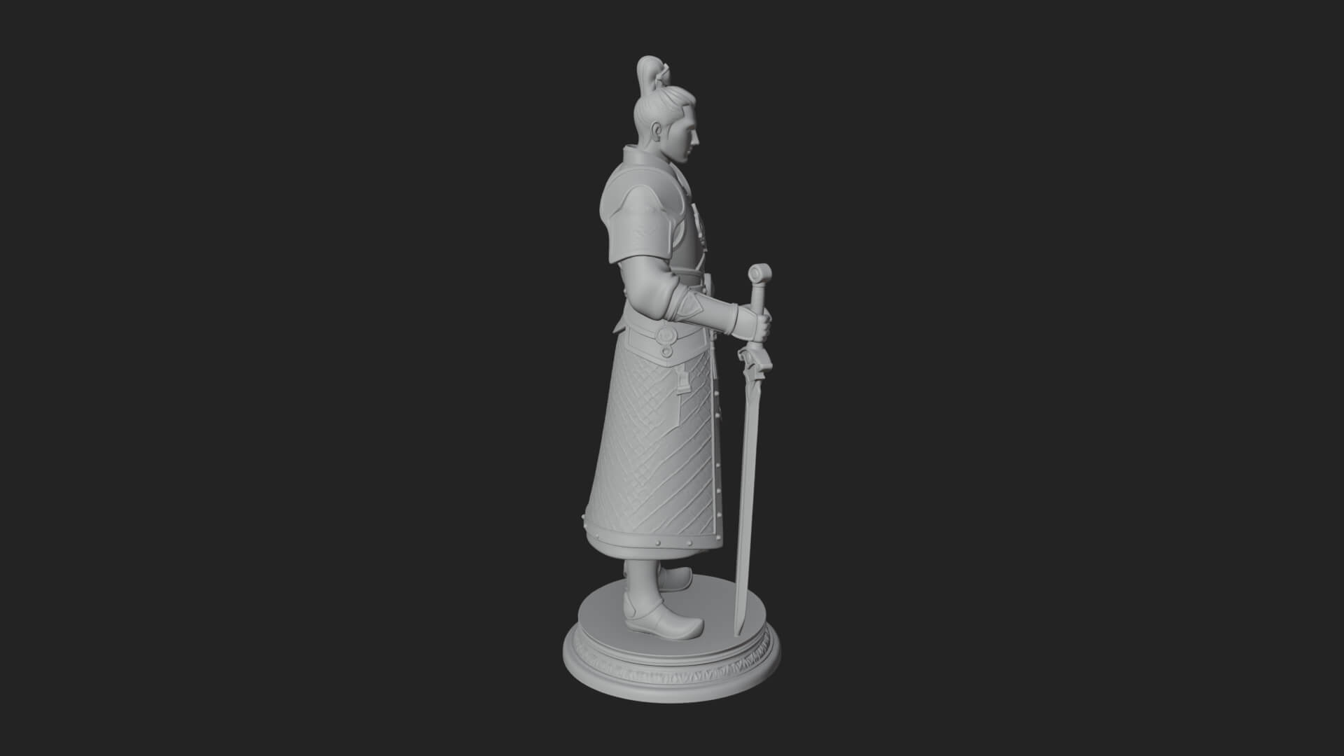 White Armor Swordswoman Statue Design 1 3D Print Model 3D Model