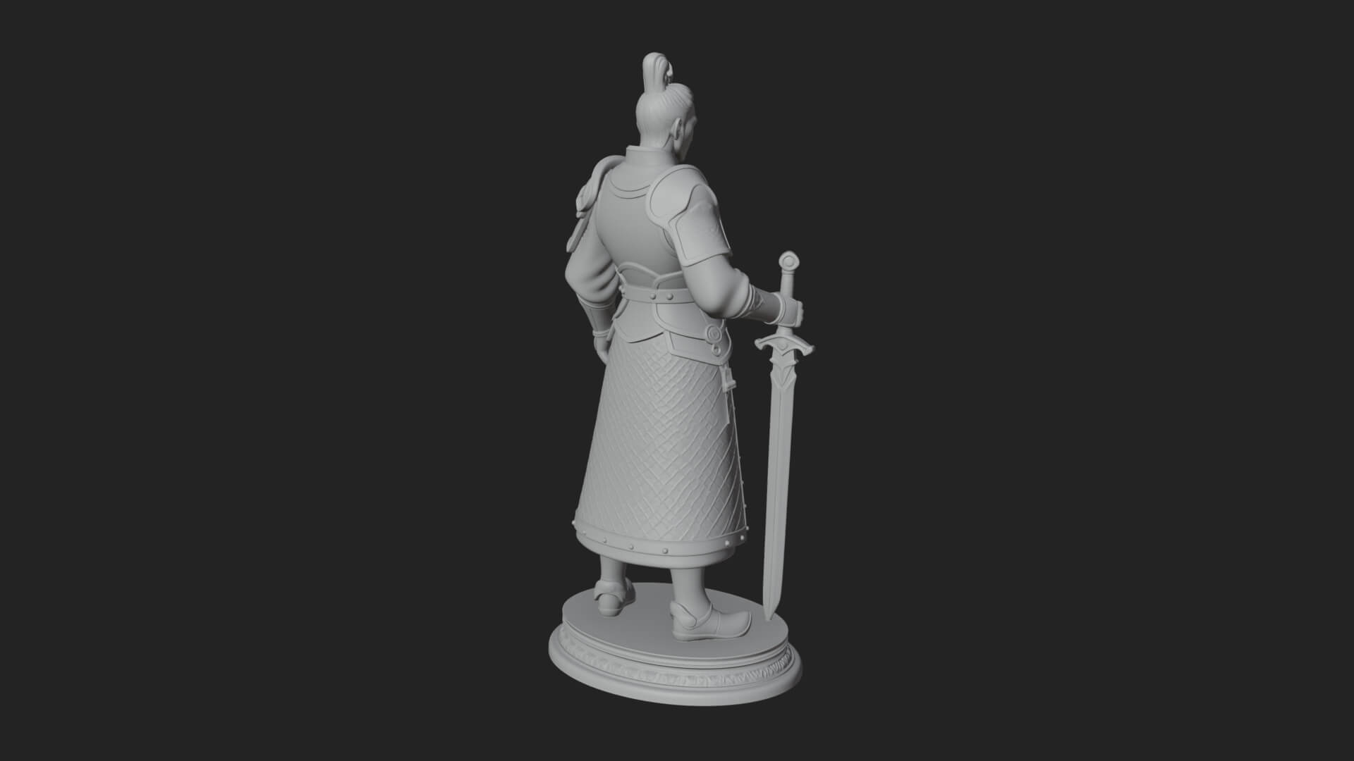 White Armor Swordswoman Statue Design 1 3D Print Model 3D Model