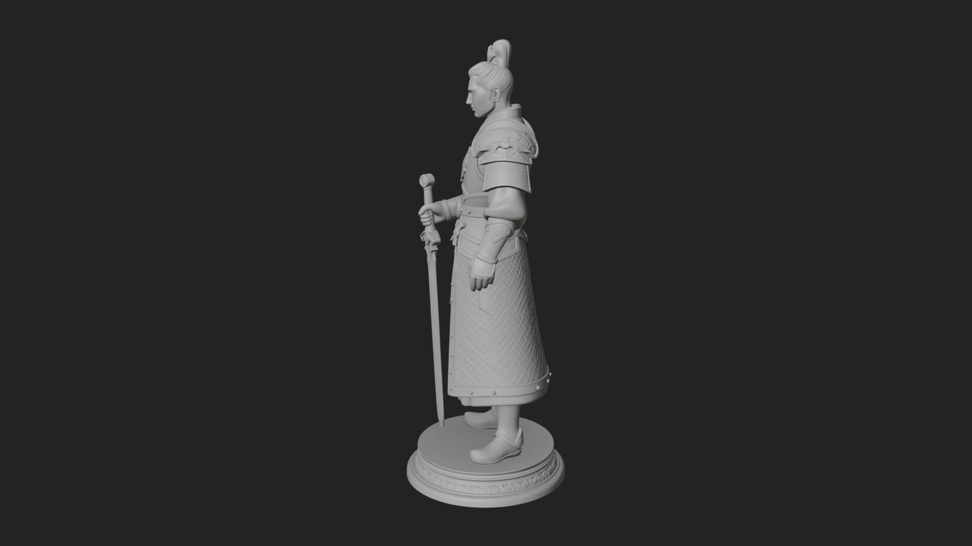 White Armor Swordswoman Statue Design 1 3D Print Model 3D Model