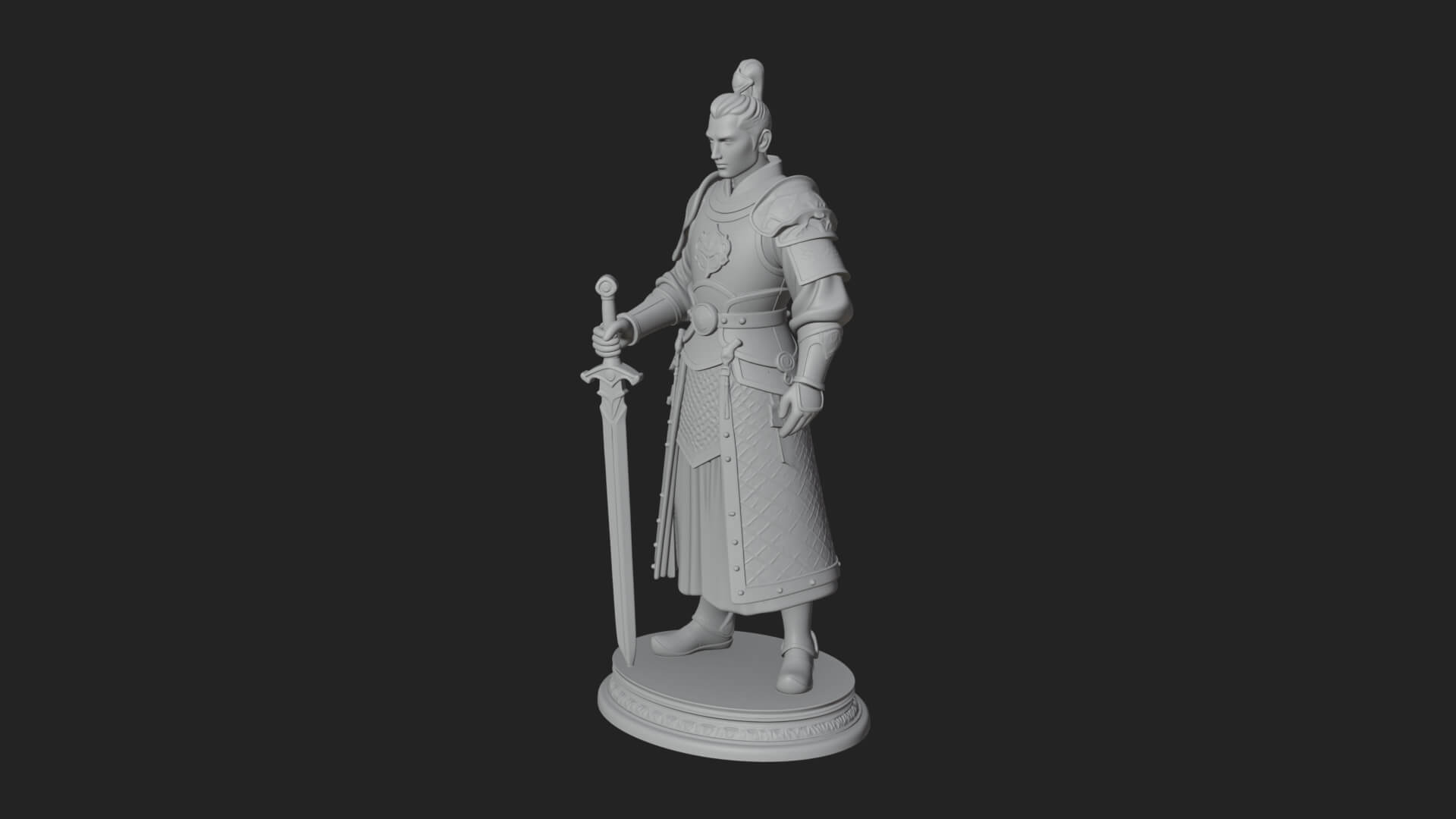 White Armor Swordswoman Statue Design 1 3D Print Model 3D Model