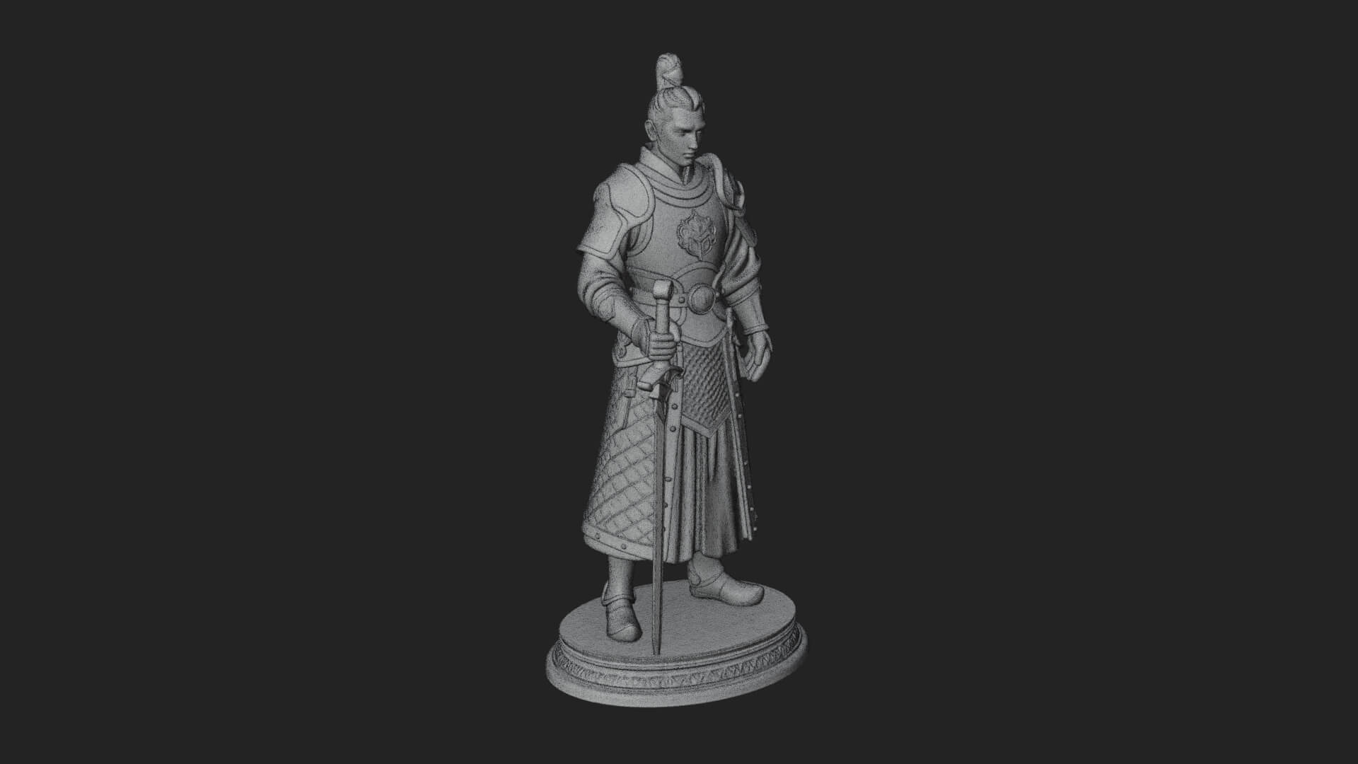 White Armor Swordswoman Statue Design 1 3D Print Model 3D Model