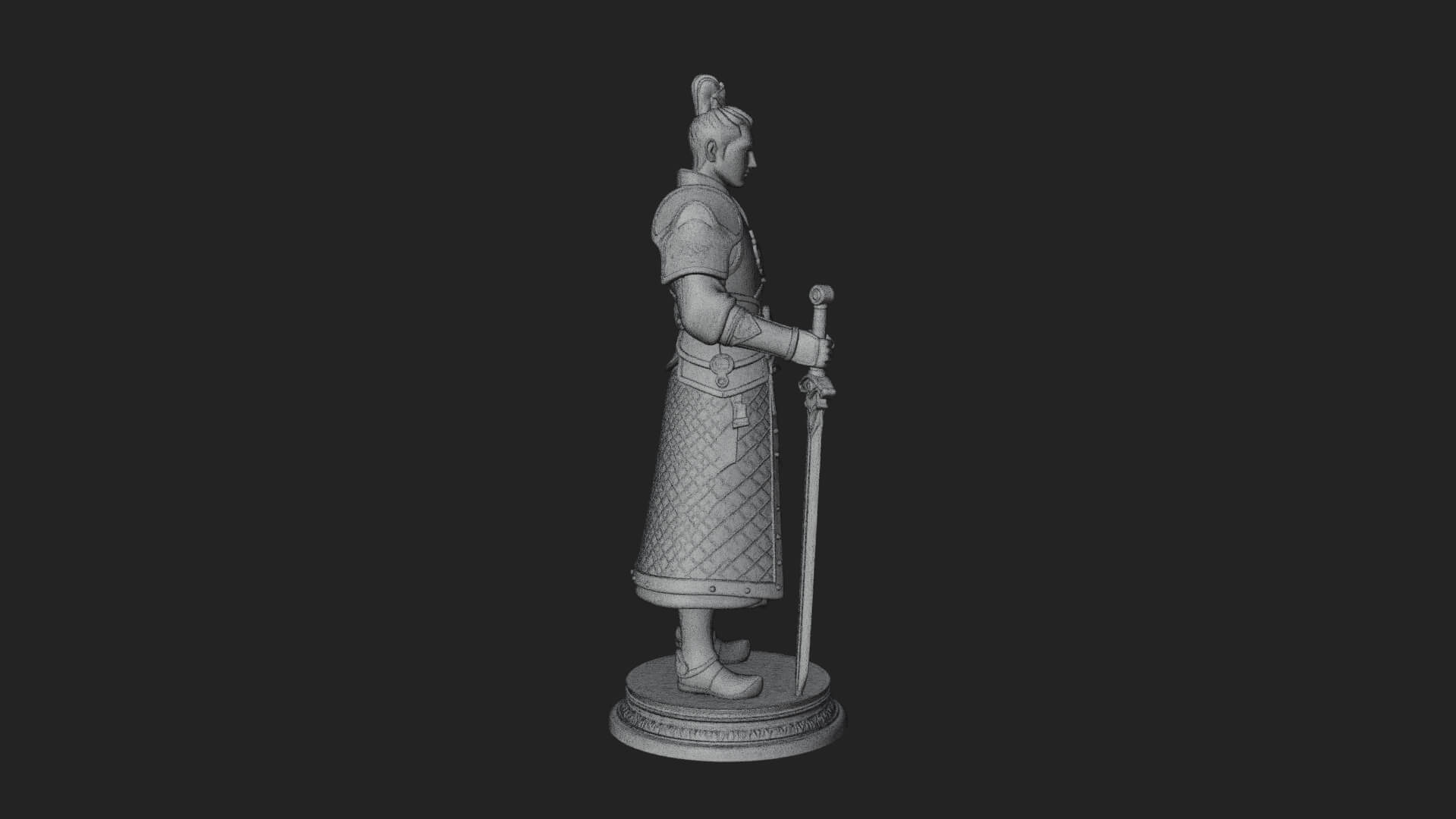 White Armor Swordswoman Statue Design 1 3D Print Model 3D Model