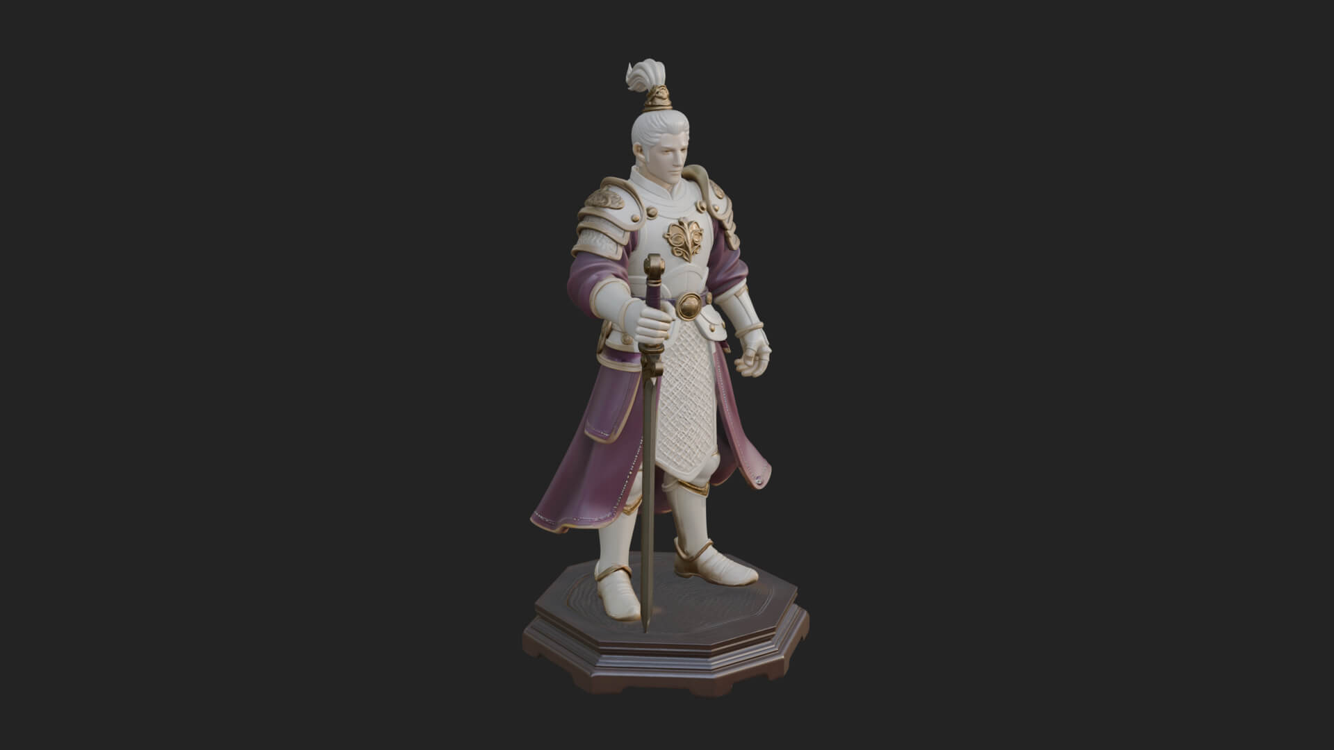White Armor Swordswoman Statue Design 2 3D Print Model 3D Model