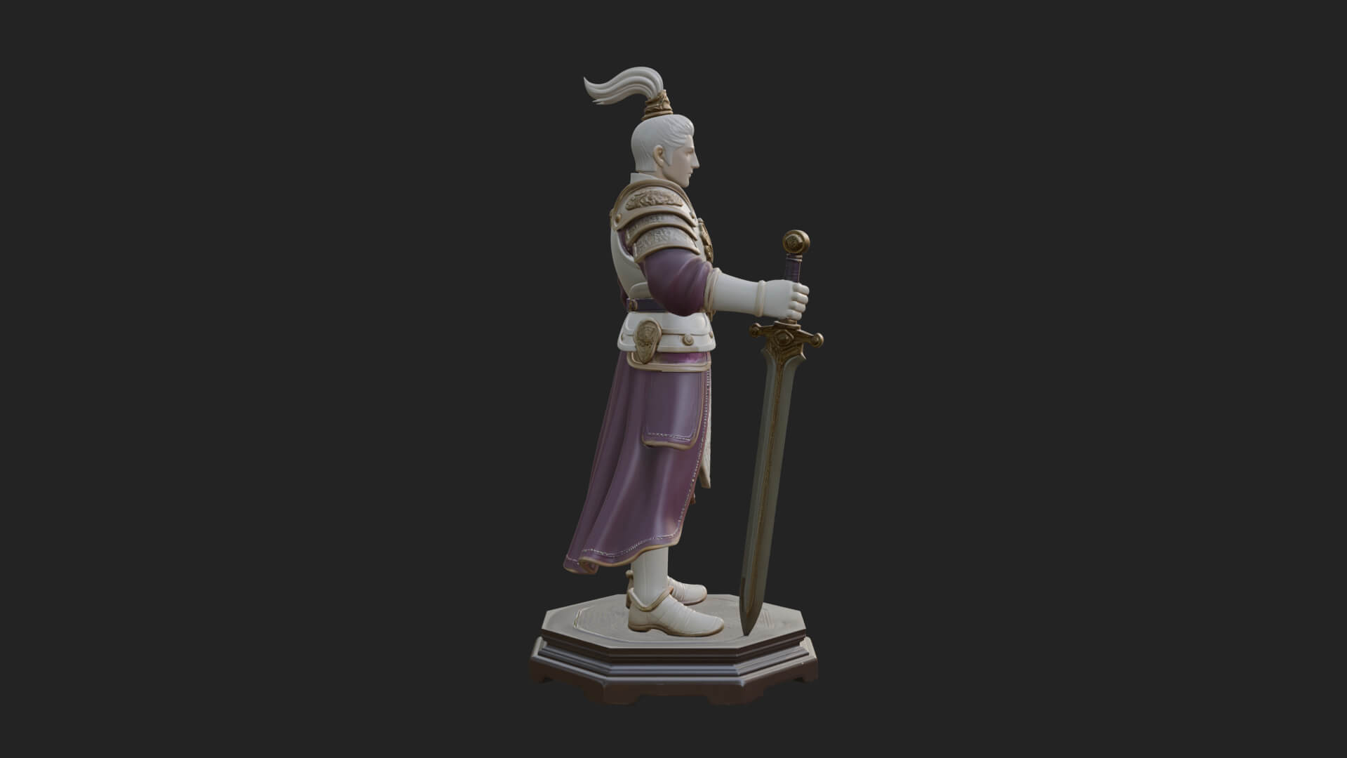 White Armor Swordswoman Statue Design 2 3D Print Model 3D Model