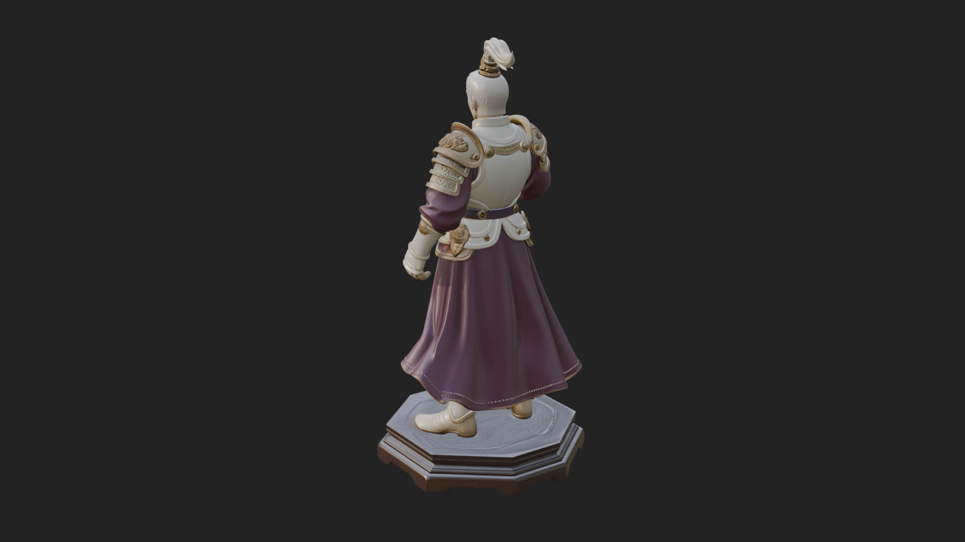 White Armor Swordswoman Statue Design 2 3D Print Model 3D Model